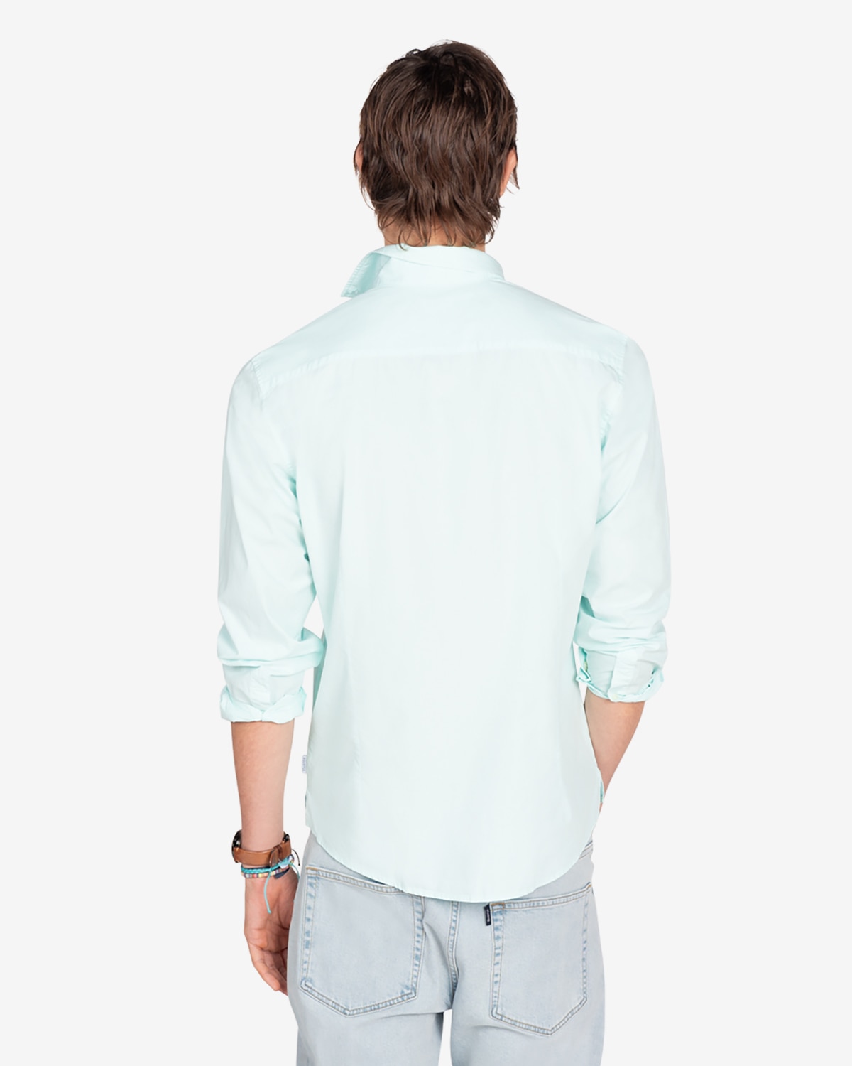 Camisa de hombre lisa slim - Azul claro Azul claro-2