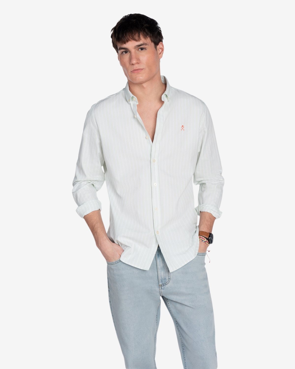 Imagen 0 de Camisa de hombre slim de rayas Blanco