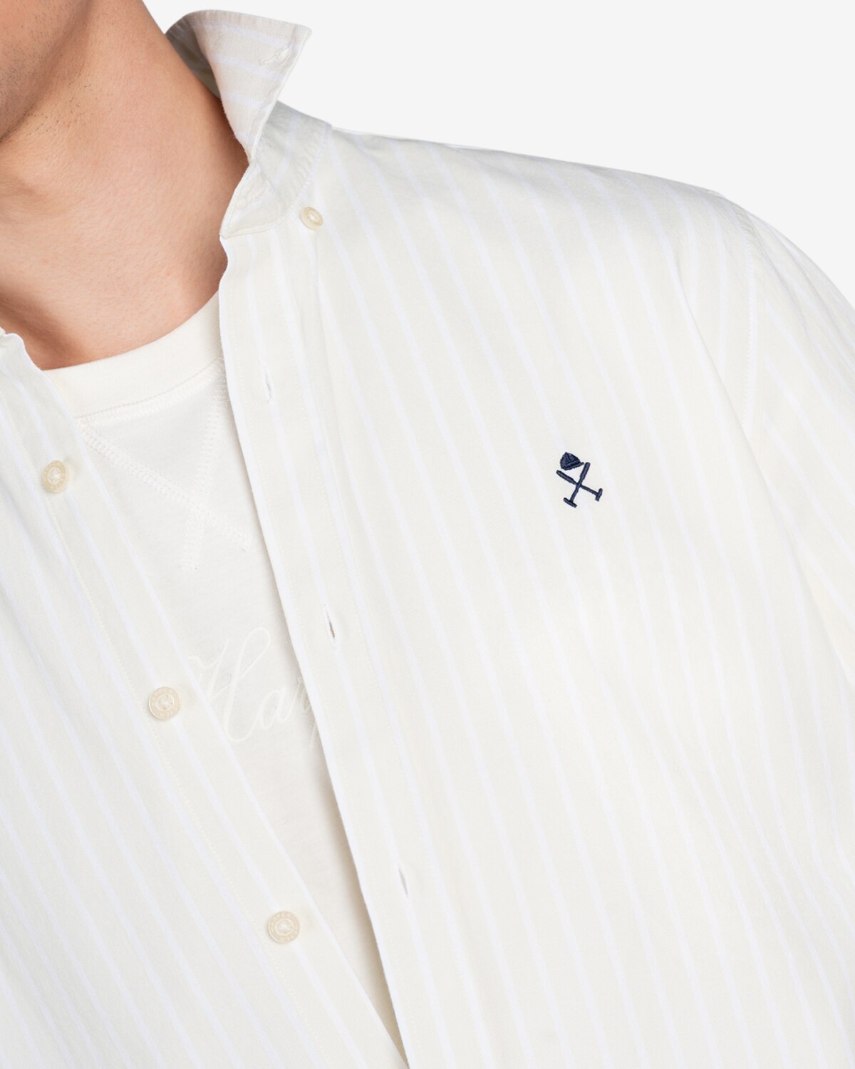 Camisa de hombre slim de rayas - Blanco Blanco-4