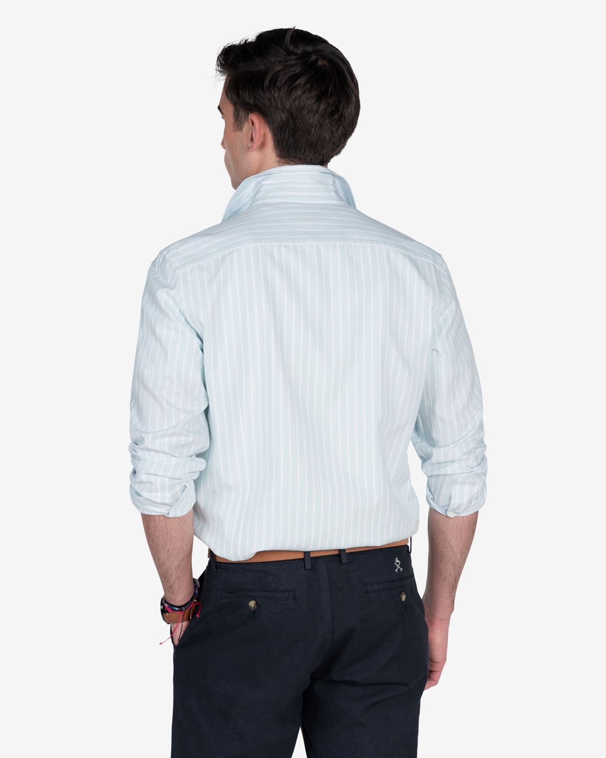 Camisa de hombre slim de rayas - Azul Turquesa Azul Turquesa-2