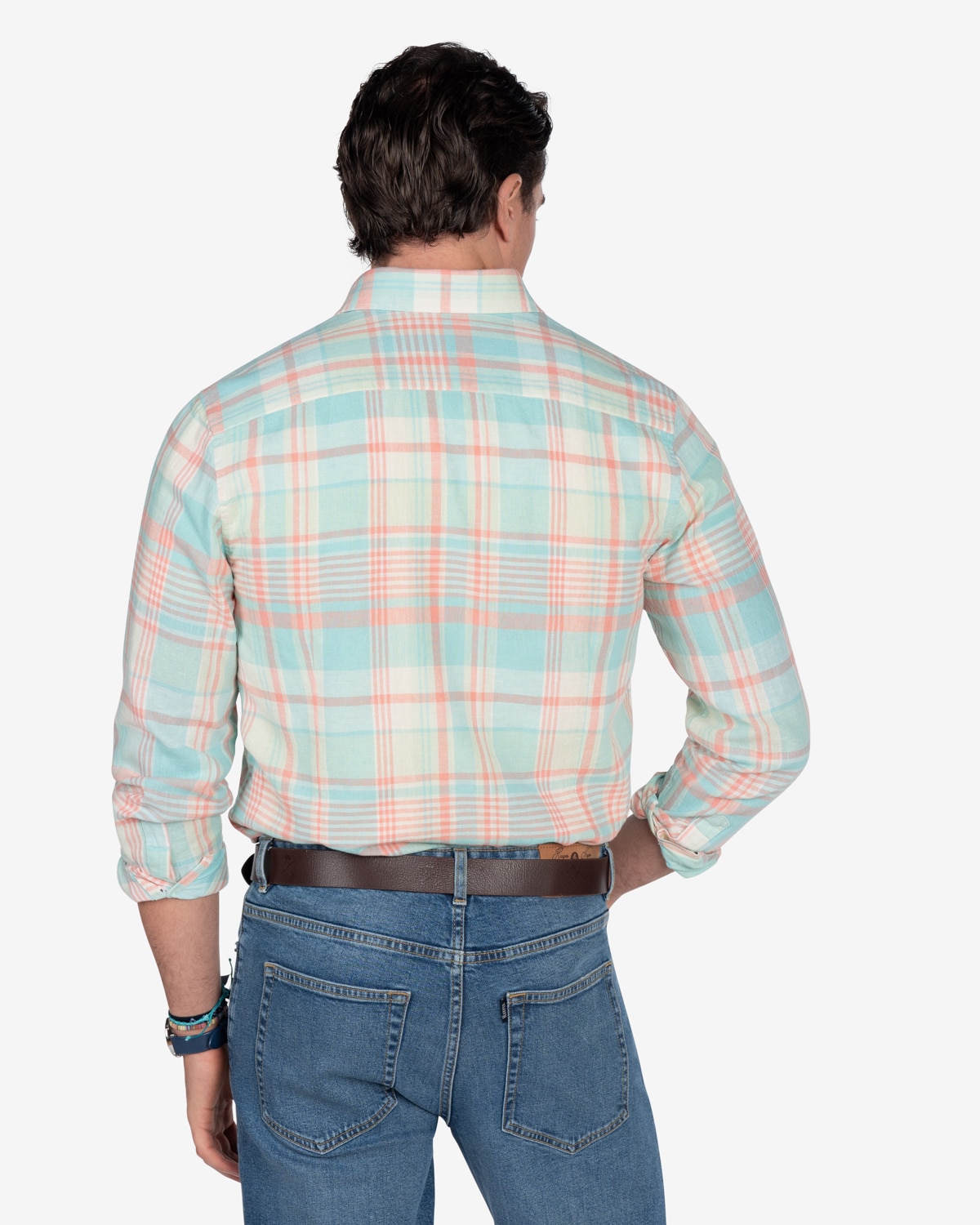 Camisa Oxford de hombre de cuadros - Turquesa Turquesa-2