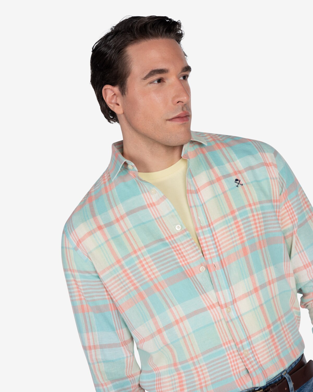 Camisa Oxford de hombre de cuadros - Turquesa Turquesa-3