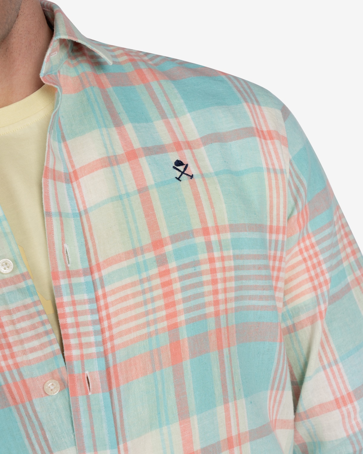 Camisa Oxford de hombre de cuadros - Turquesa Turquesa-4
