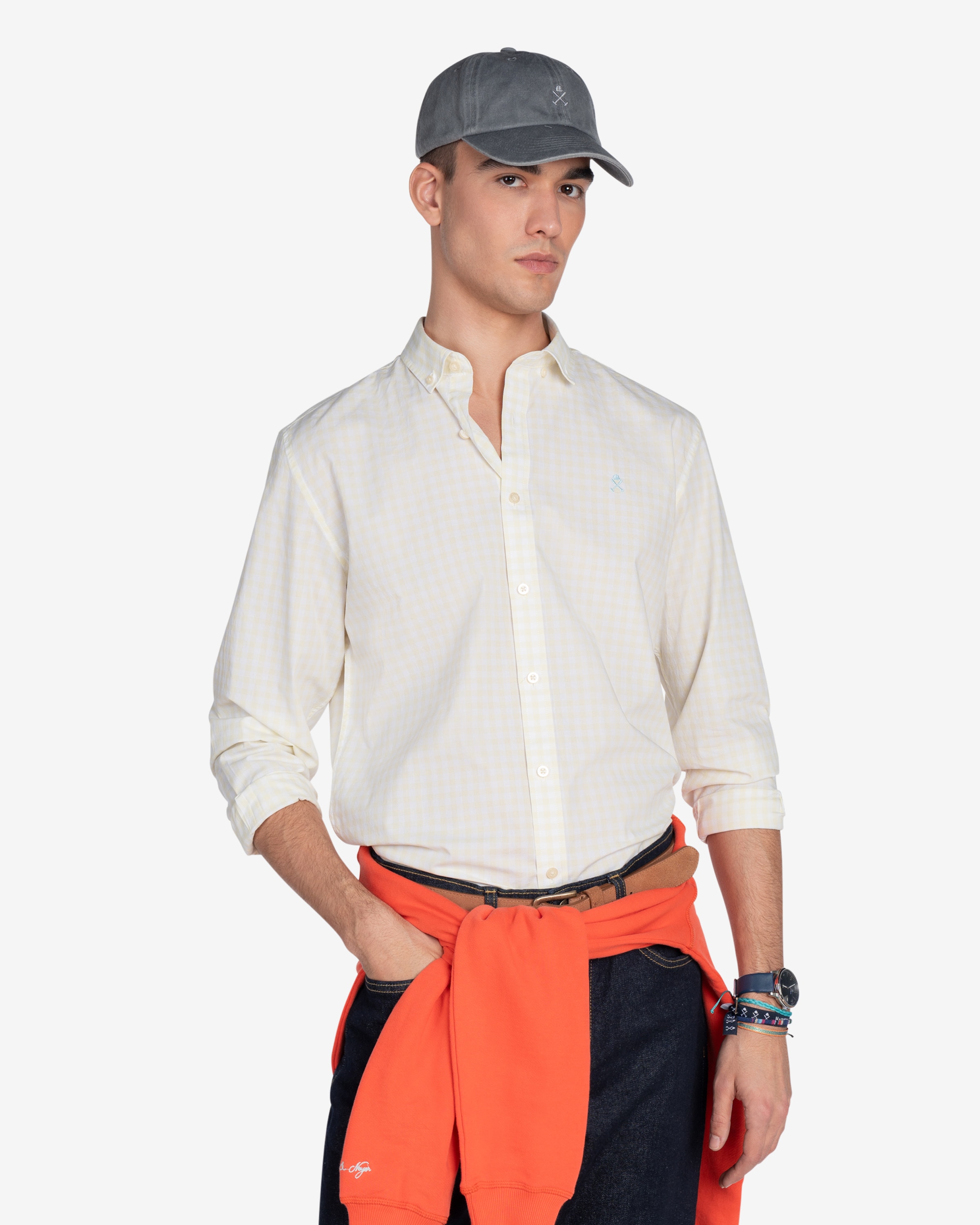 Camisa de hombre slim de cuadros - Amarillo Amarillo-1