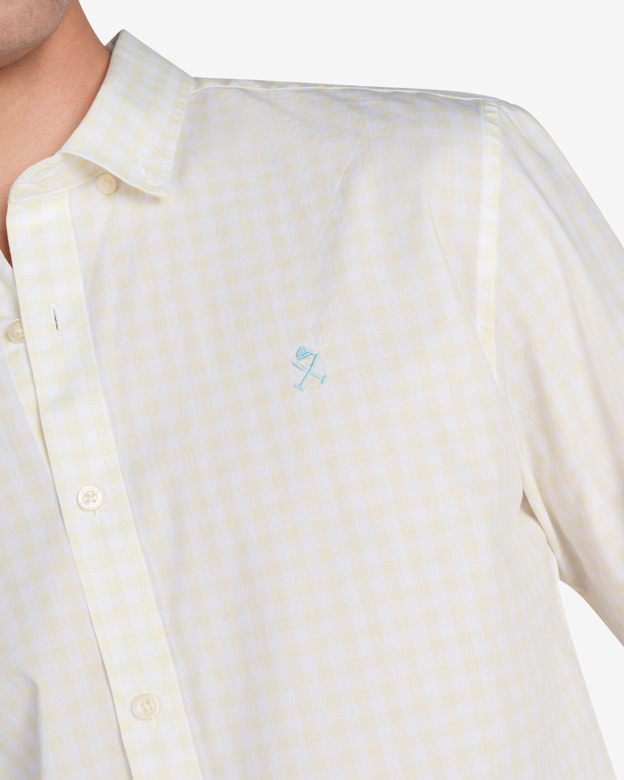 Camisa de hombre slim de cuadros - Amarillo Amarillo-4