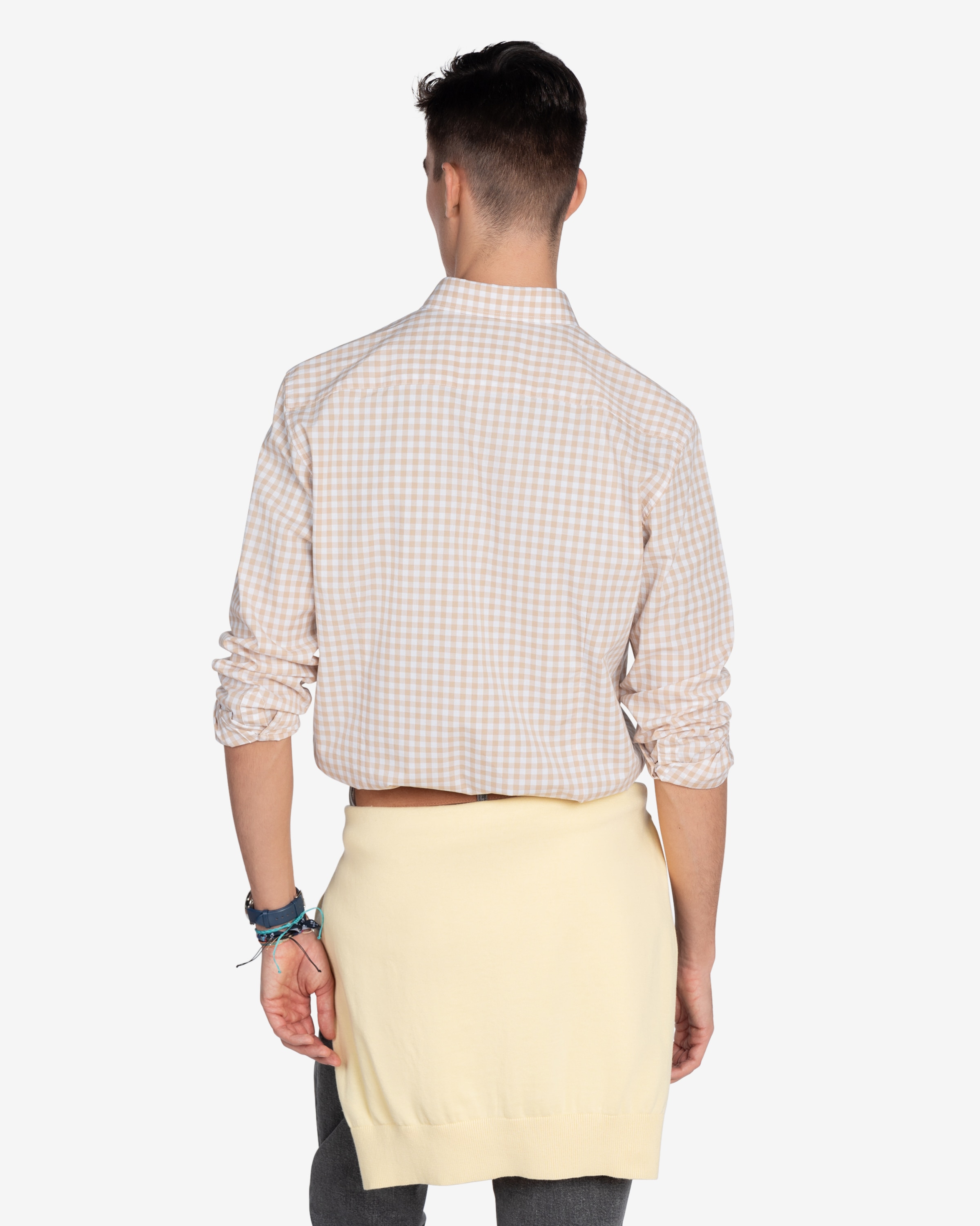 Camisa de hombre slim de cuadros - Crudo Crudo-2