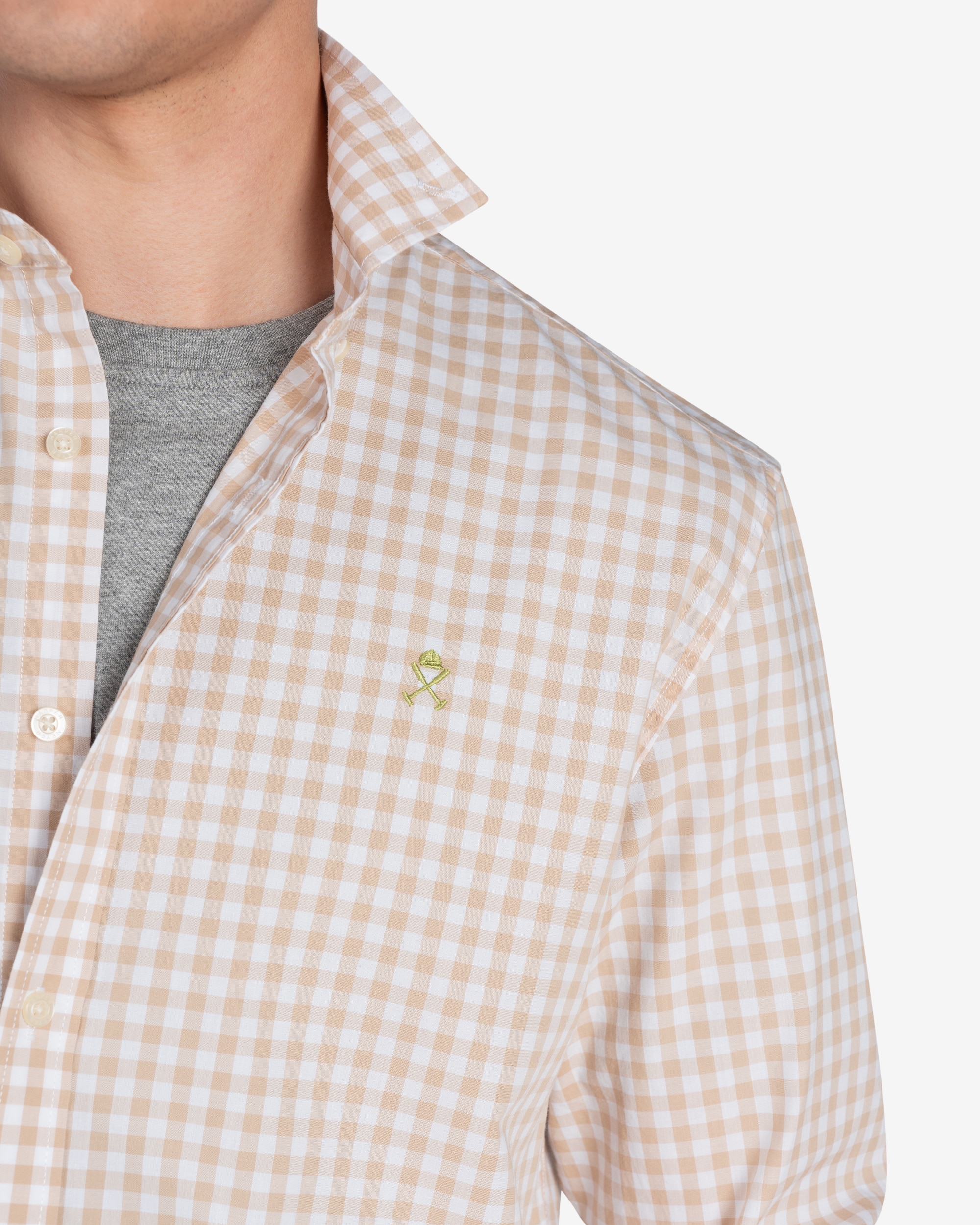 Camisa de hombre slim de cuadros - Crudo Crudo-4