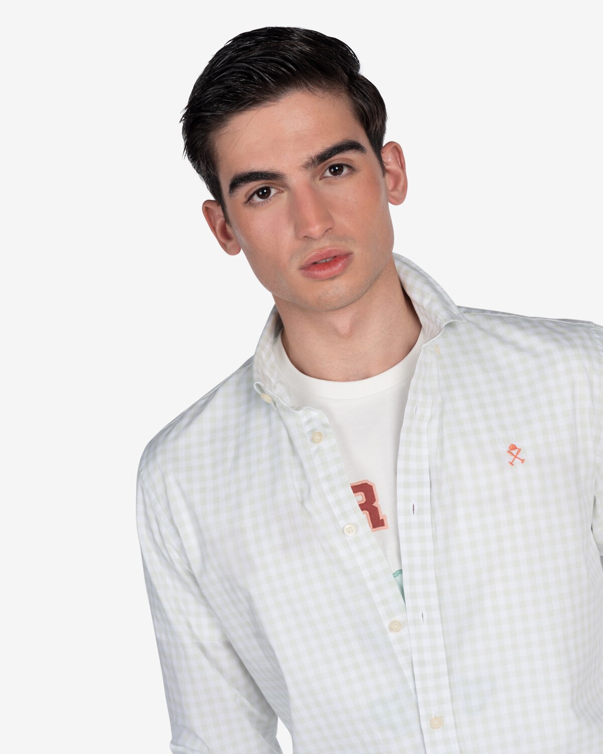 Camisa de hombre slim de cuadros - Verde oscuro Verde oscuro-3