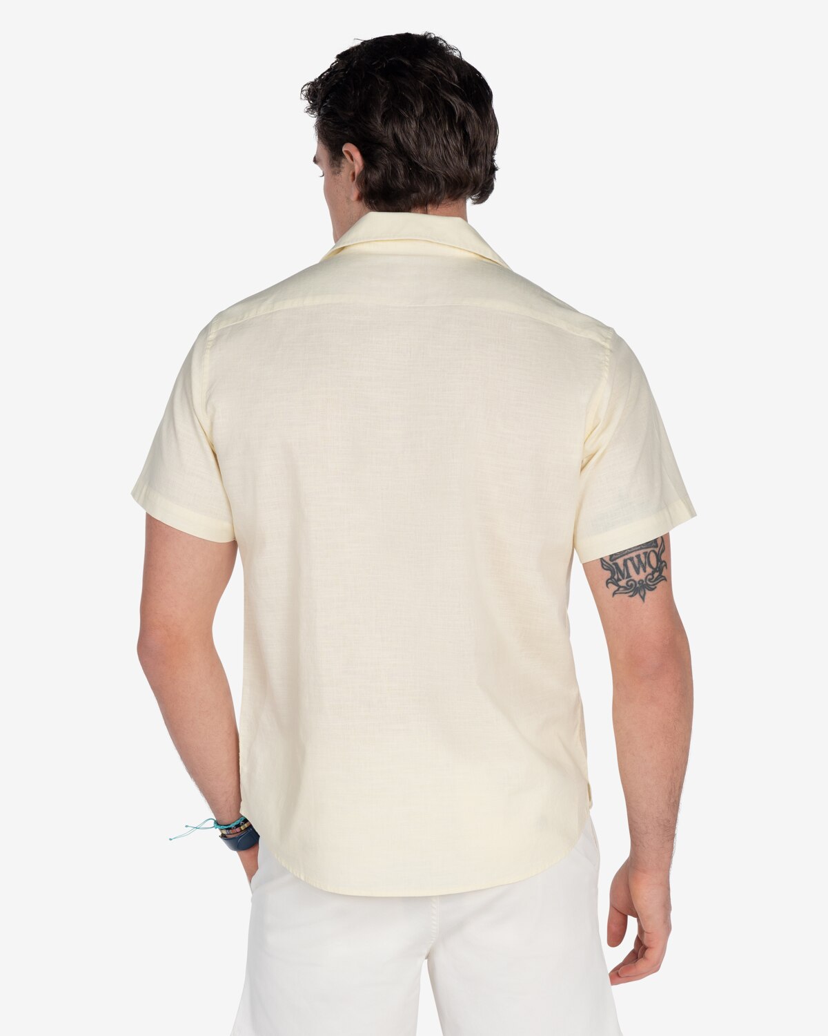 Camisa de lino de hombre lisa - Amarillo Amarillo-2