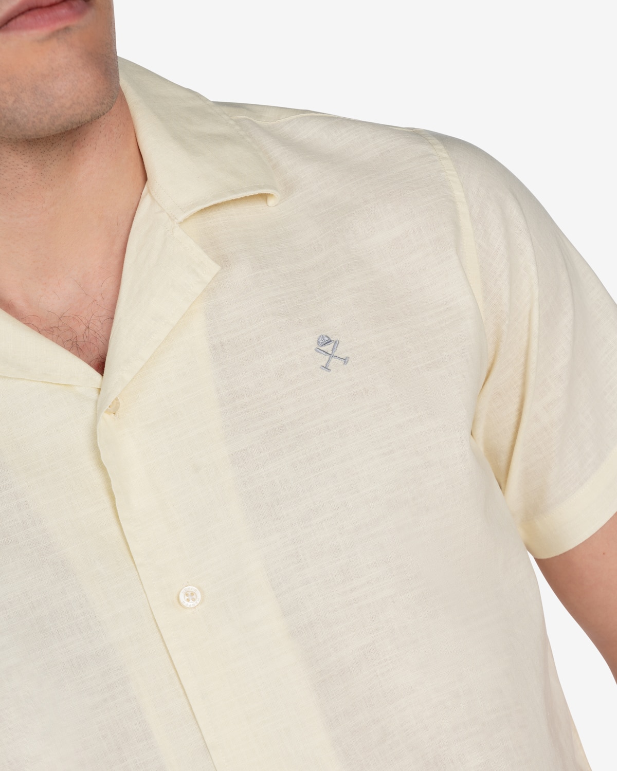 Camisa de lino de hombre lisa - Amarillo Amarillo-4