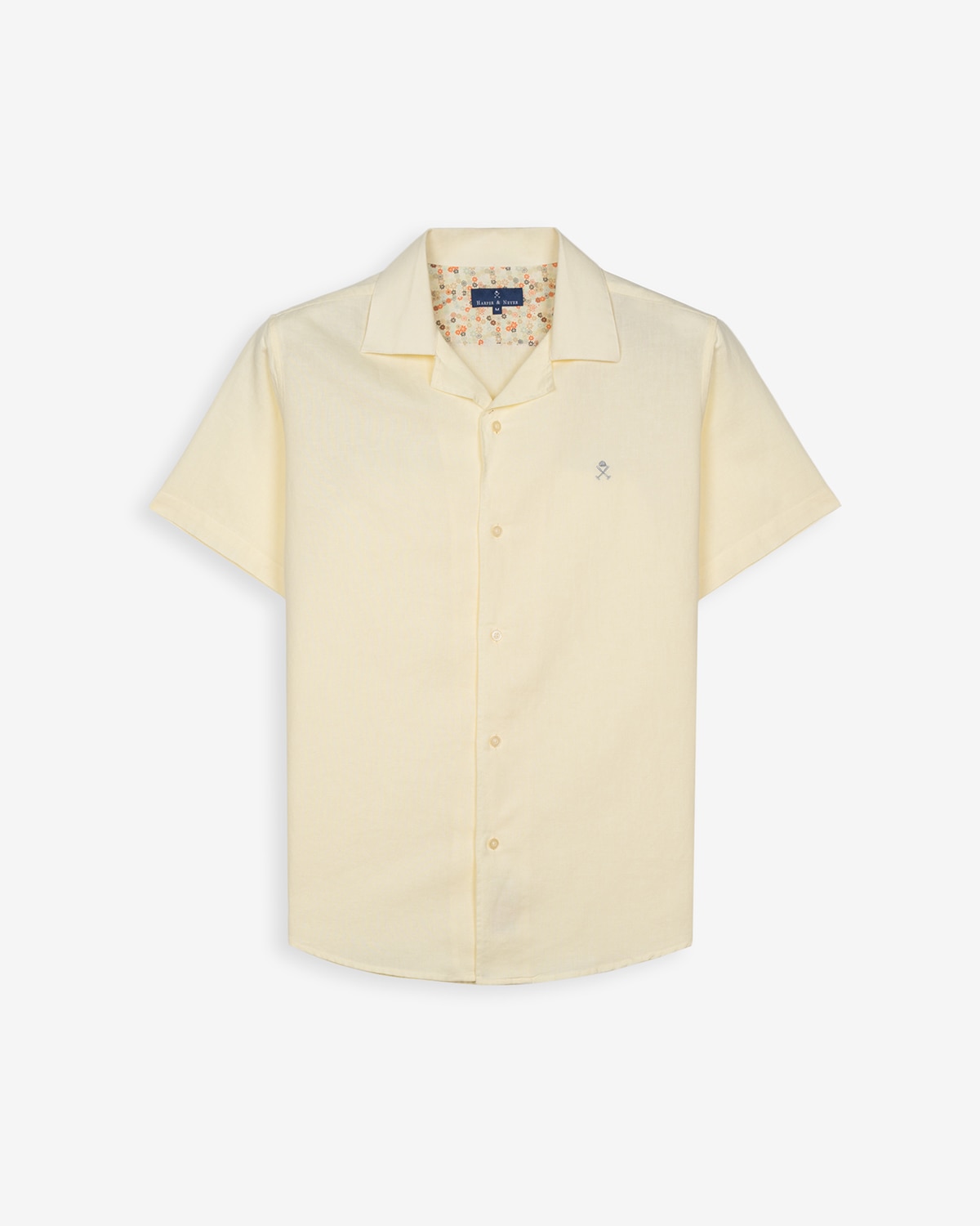 Camisa de lino de hombre lisa - Amarillo Amarillo-5