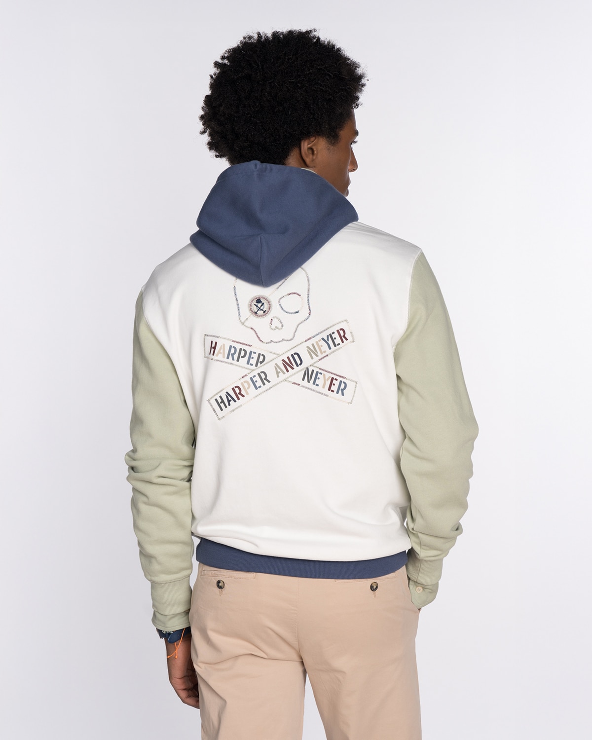 Sudadera de hombre sin capucha con estampado grande - Harper & Neyer - Beige Beige-2