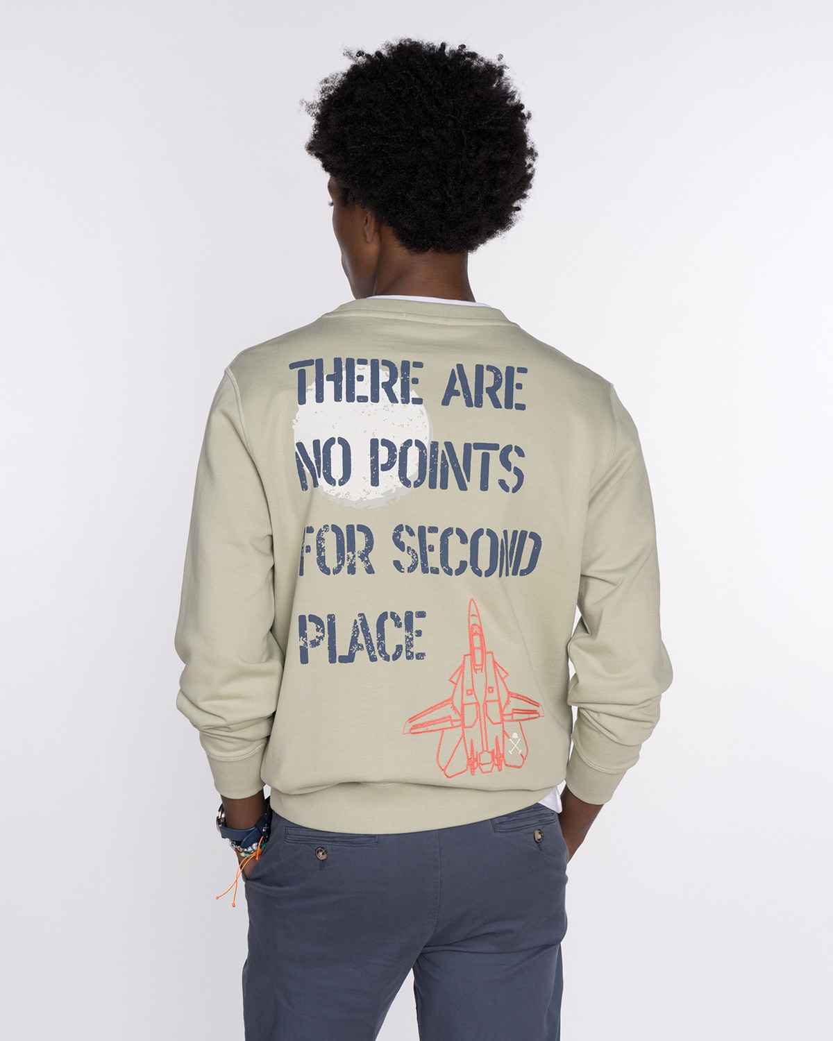Sudadera de hombre sin capucha con estampado grande - Harper & Neyer - Verde militar Verde militar-2