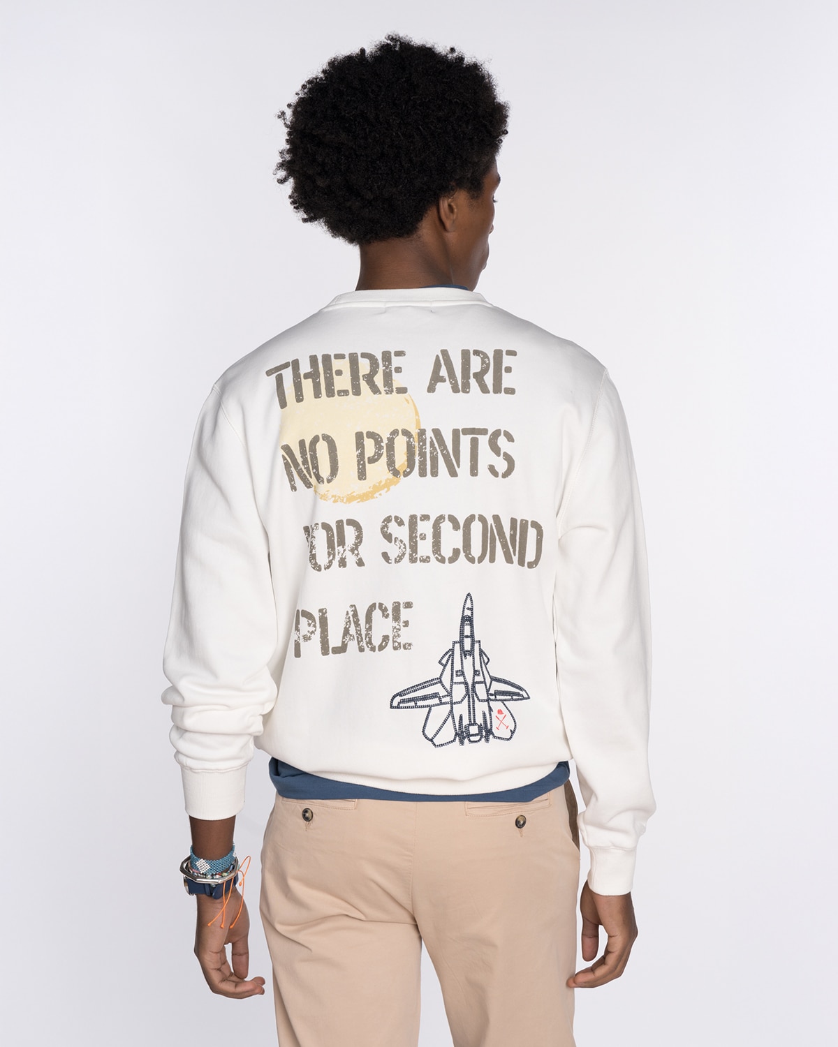 Sudadera de hombre sin capucha con estampado grande - Harper & Neyer - Blanco Blanco-2