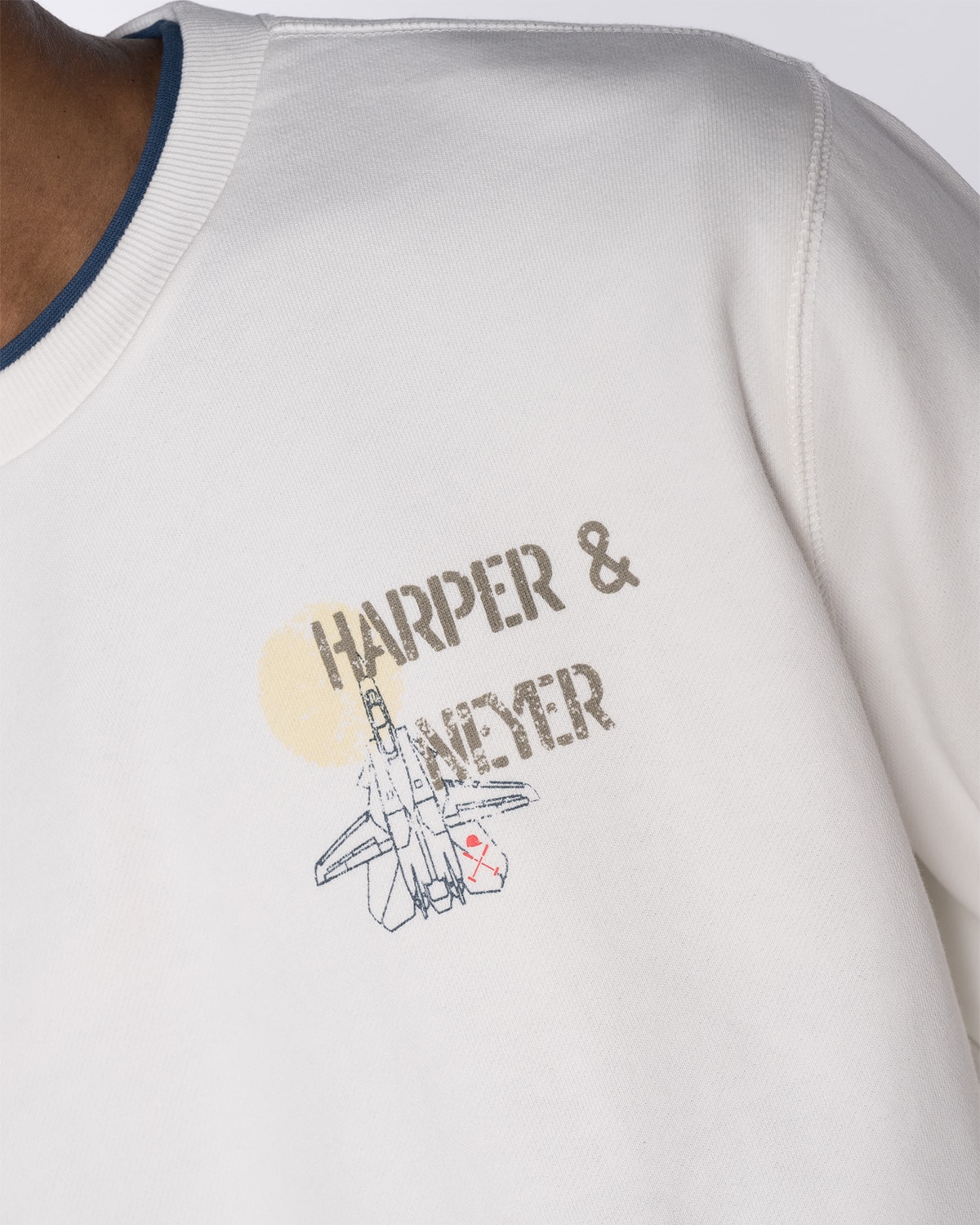Sudadera de hombre sin capucha con estampado grande - Harper & Neyer - Blanco Blanco-5