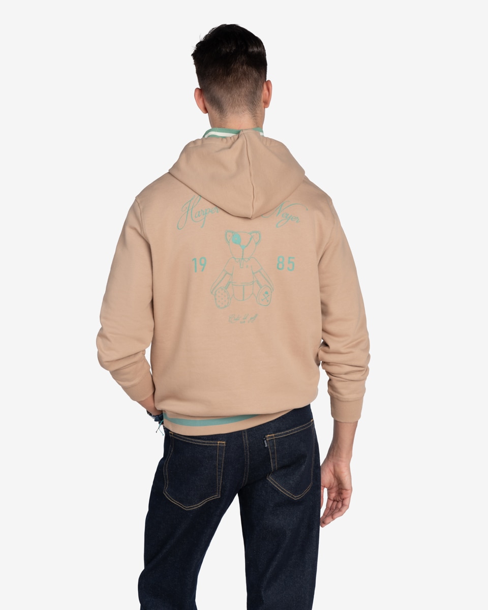 Sudadera de hombre con capucha con estampado grande - Harper & Neyer - Beige Beige-2