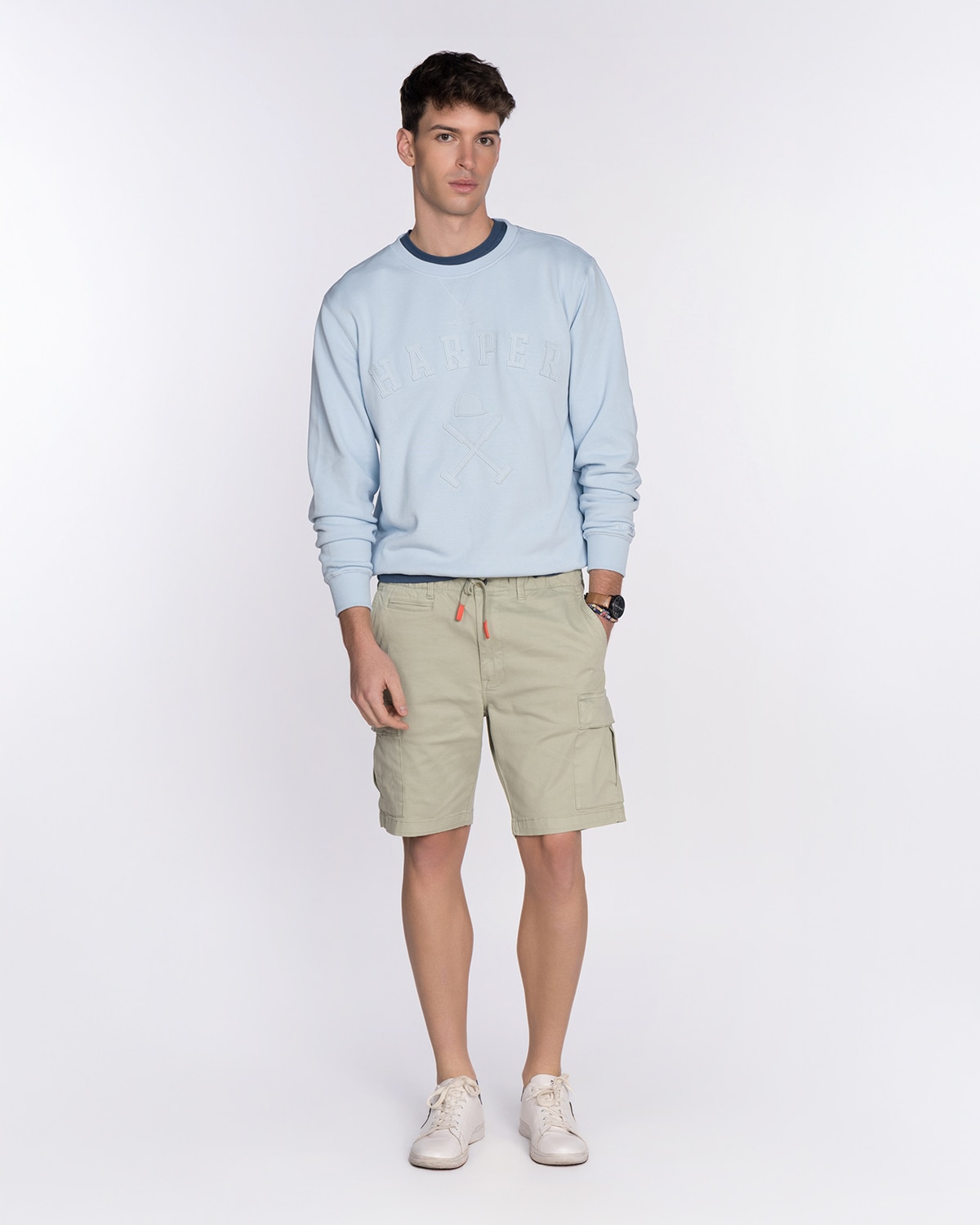 Sudadera de hombre con cuello redondo con dibujo frontal - Harper & Neyer - Gris claro Gris claro-3
