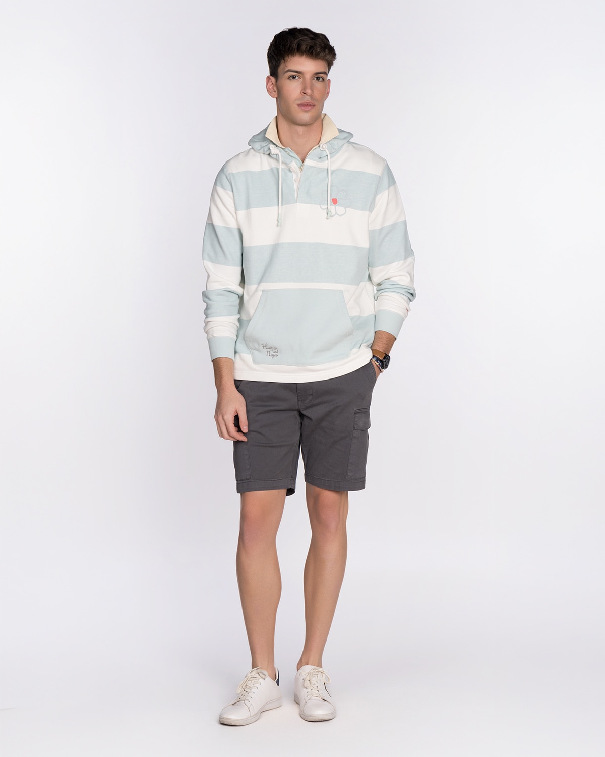 Sudadera de hombre con capucha de rayas - Harper & Neyer - Turquesa Turquesa-3