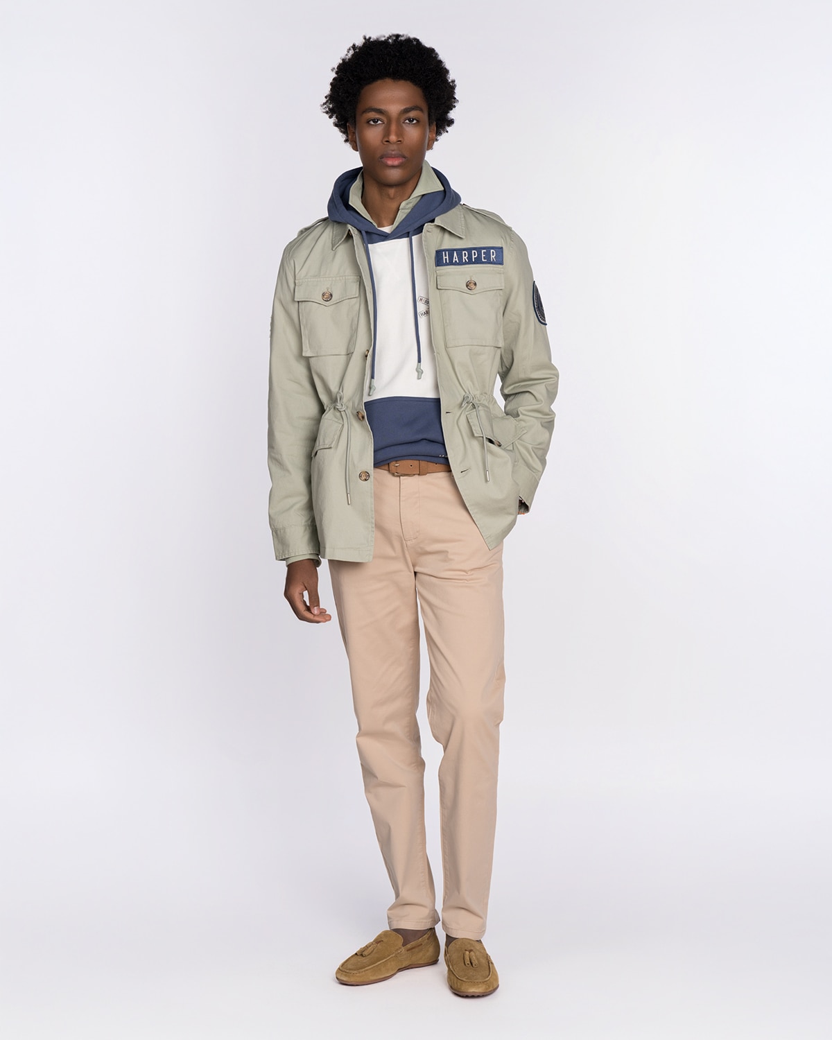 Chaqueta de hombre de color verde militar con multiestampado - Harper & Neyer - Beige Beige-3