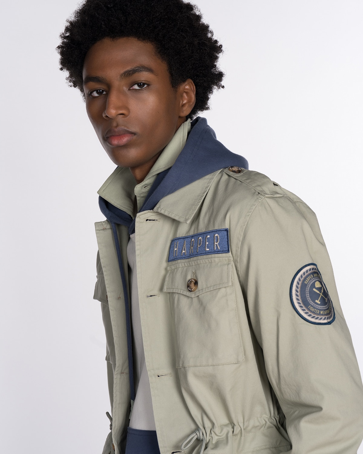 Chaqueta de hombre de color verde militar con multiestampado - Harper & Neyer - Beige Beige-4