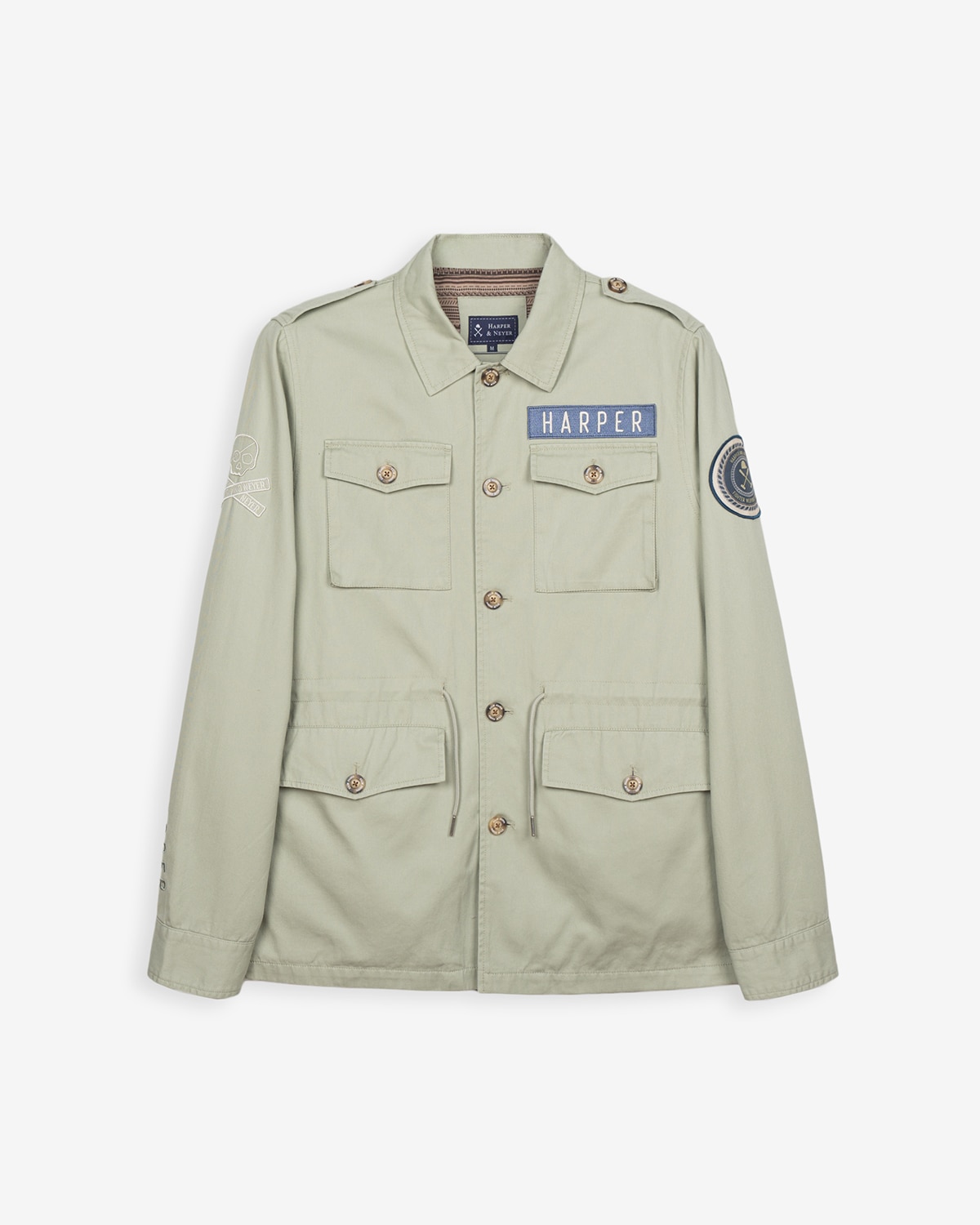 Chaqueta de hombre de color verde militar con multiestampado - Harper & Neyer - Beige Beige-5