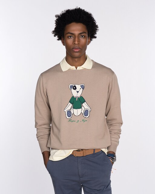 Imagen 0 de Jersey de hombre con cuello redondo y dibujo frontal