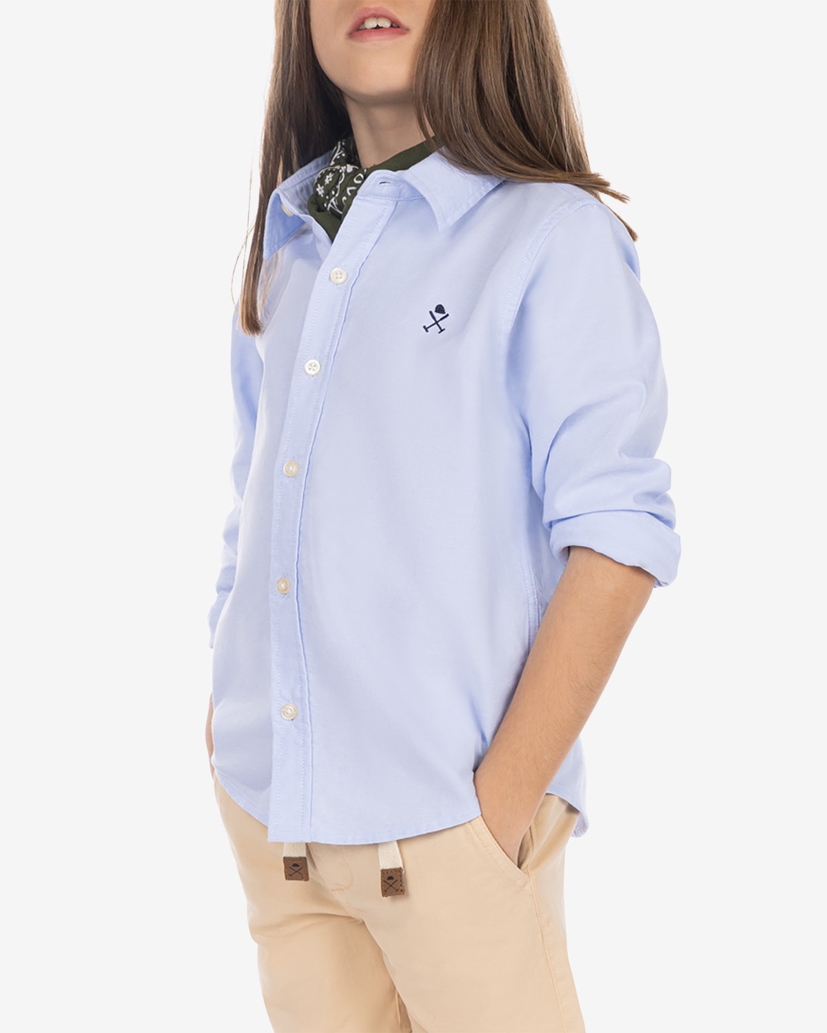 Camisa de niño con botones de algodón - Harper & Neyer - Azul claro Azul claro-4