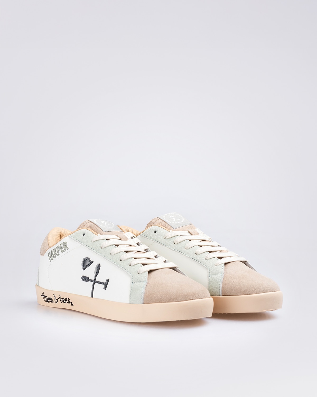 Zapatillas de piel de hombre con punta redonda - Harper & Neyer - Blanco Blanco-2