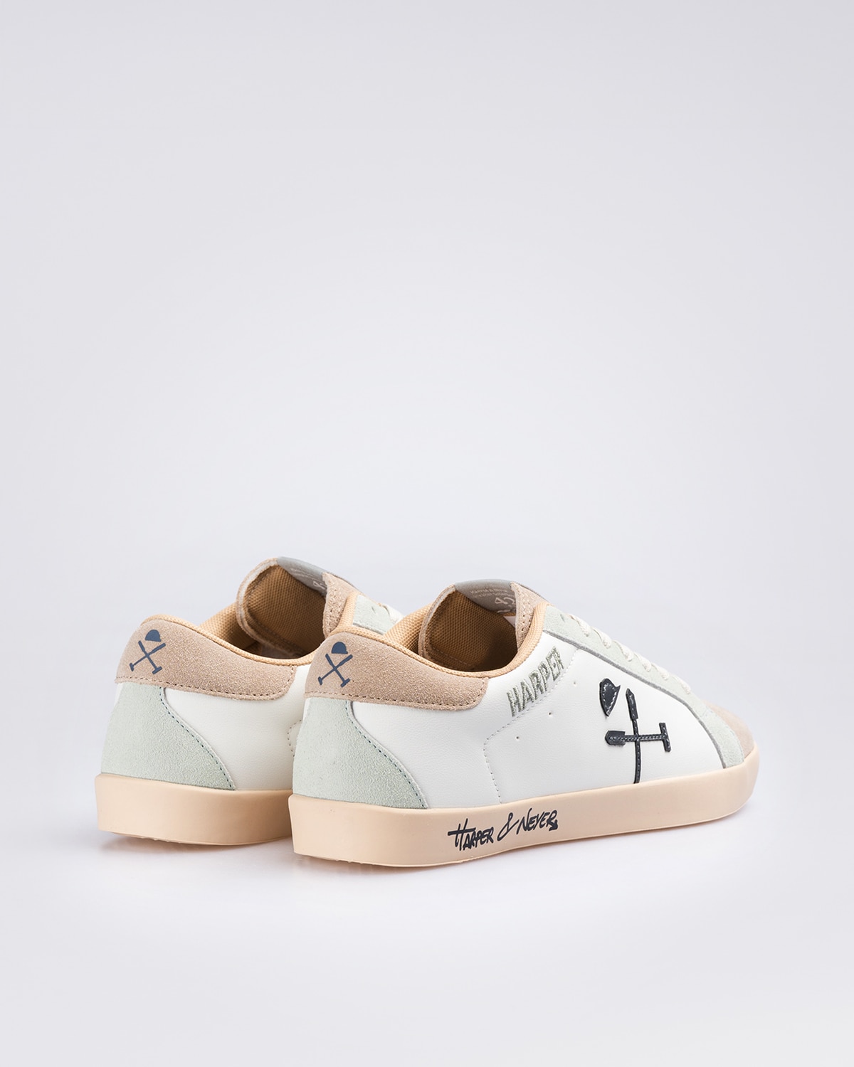 Zapatillas de piel de hombre con punta redonda - Harper & Neyer - Blanco Blanco-3