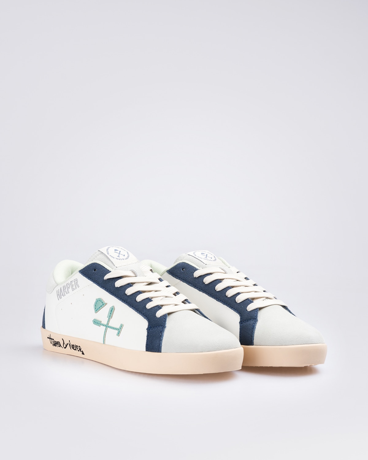 Zapatillas de piel de hombre con punta redonda - Harper & Neyer - Azul Azul-2