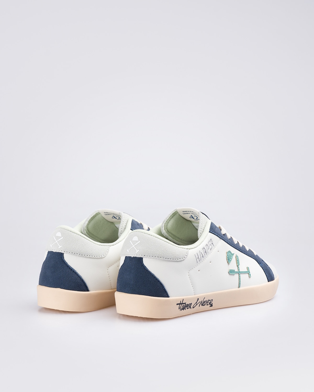 Zapatillas de piel de hombre con punta redonda - Harper & Neyer - Azul Azul-3