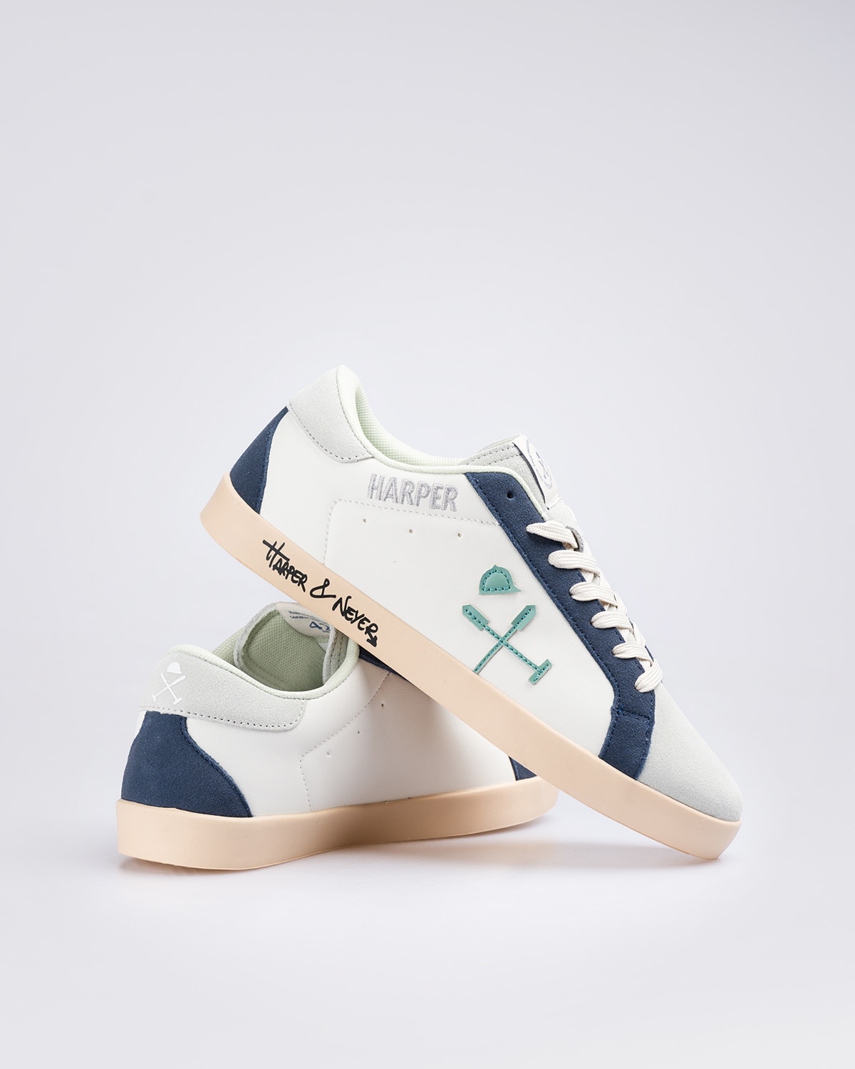 Zapatillas de piel de hombre con punta redonda - Harper & Neyer - Azul Azul-4