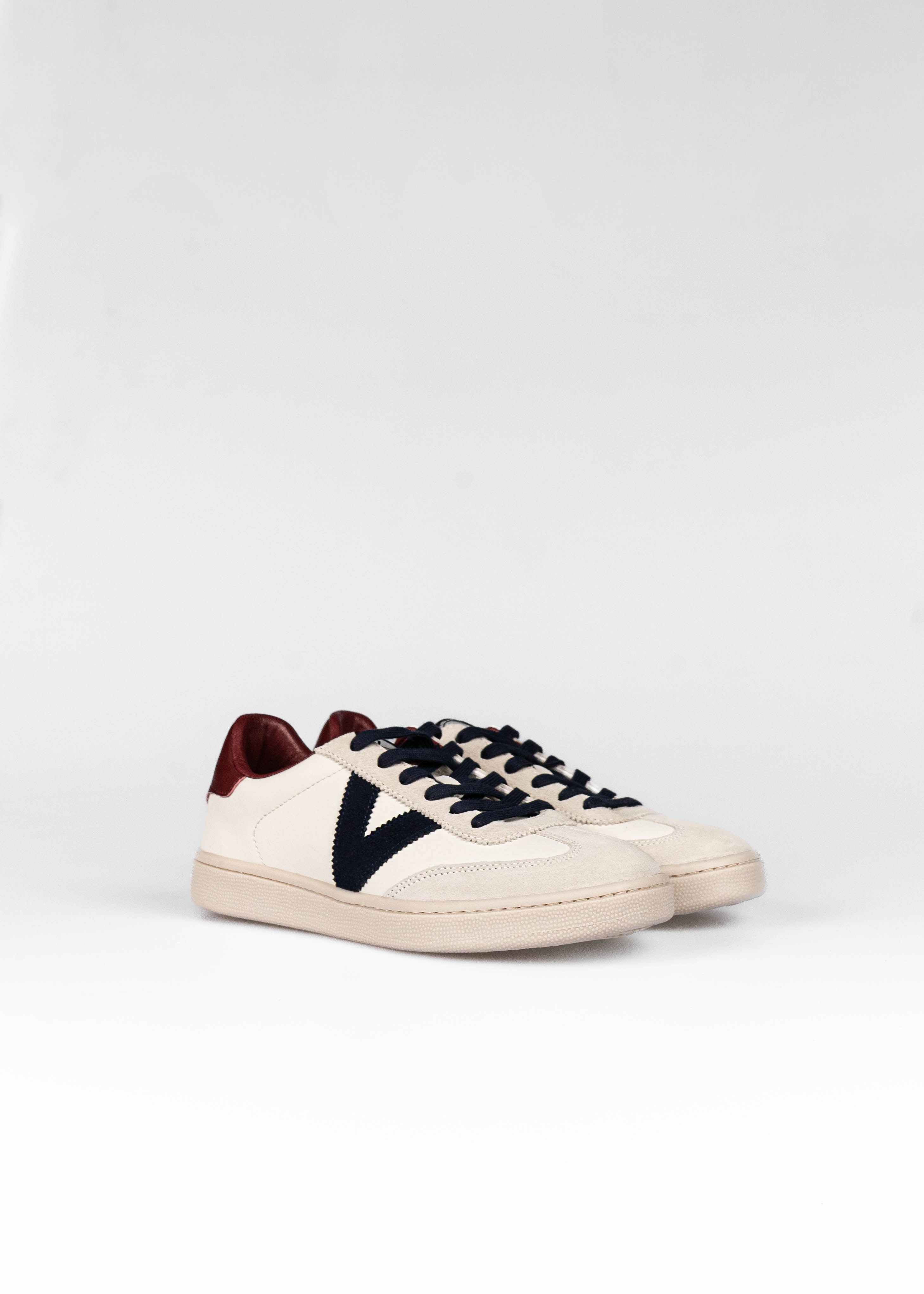 Zapatillas de piel de hombre con punta redonda - Harper & Neyer - Blanco / Burdeos Blanco / Burdeos-3