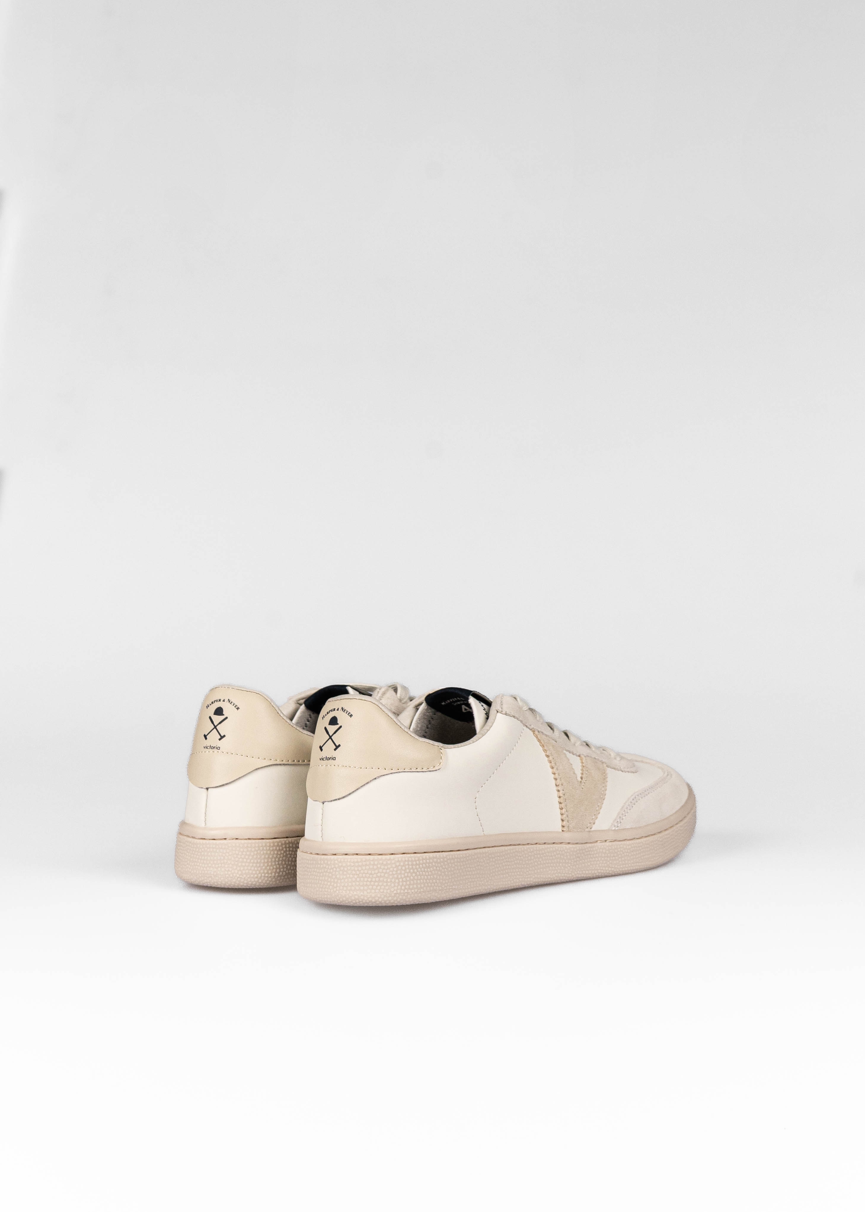 Zapatillas de piel de hombre con punta redonda - Harper & Neyer - Beige / Blanco Beige / Blanco-2