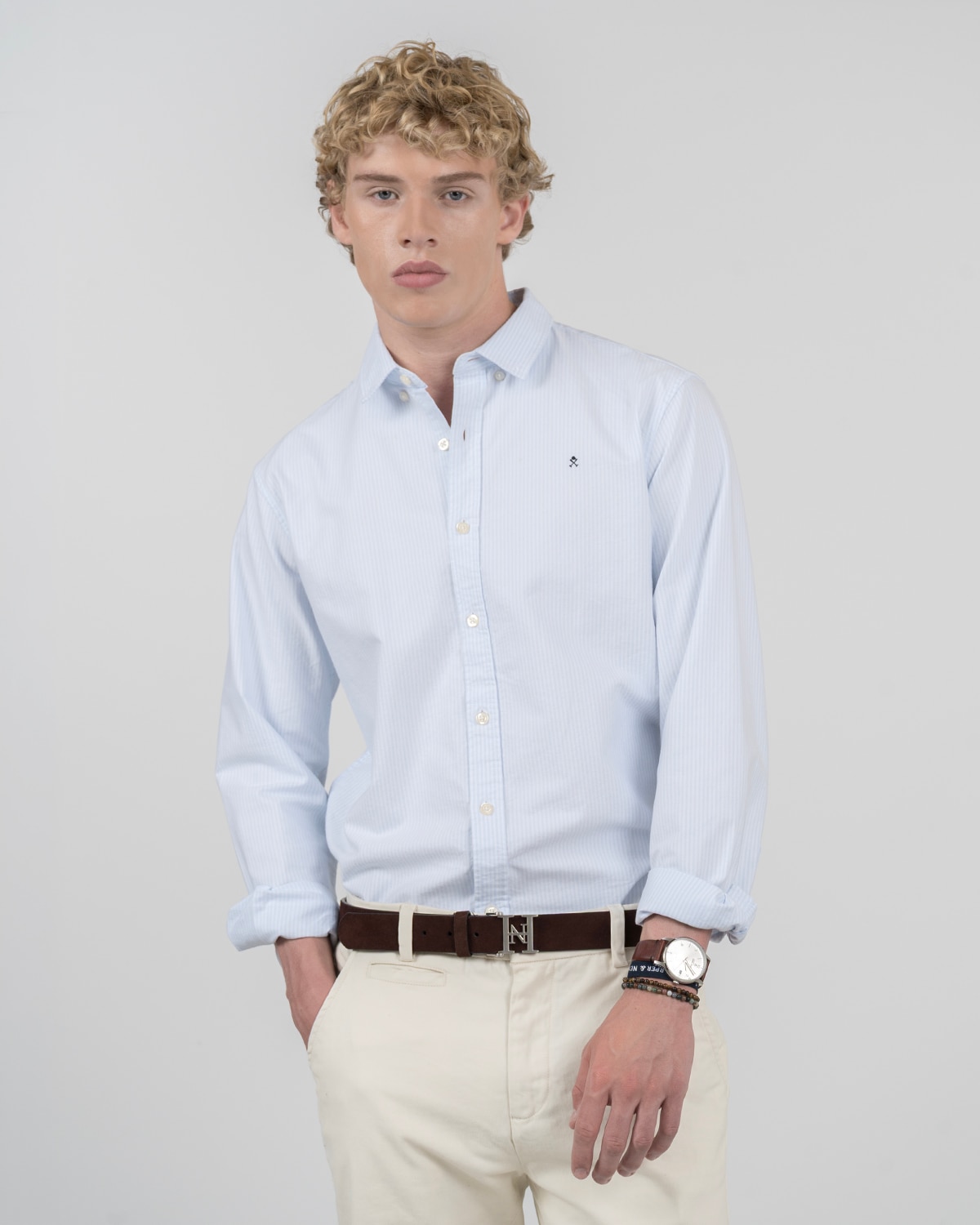 Imagen 1 de Camisa mediterraneo de algodón a rayas - Harper & Neyer - Azul claro Azul claro