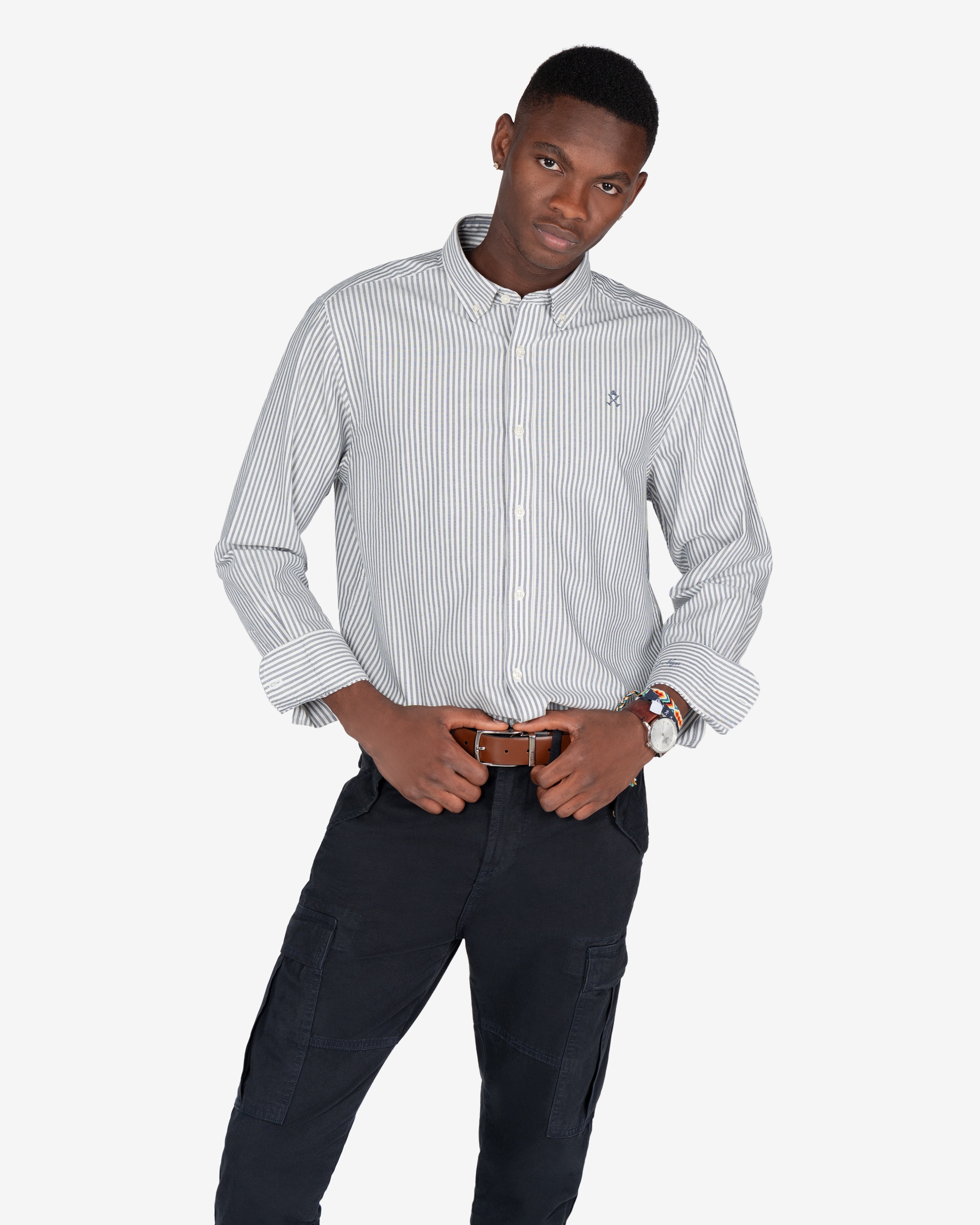 Imagen 1 de Camisa oxford de hombre de rayas - Harper & Neyer - Azul marino Azul marino