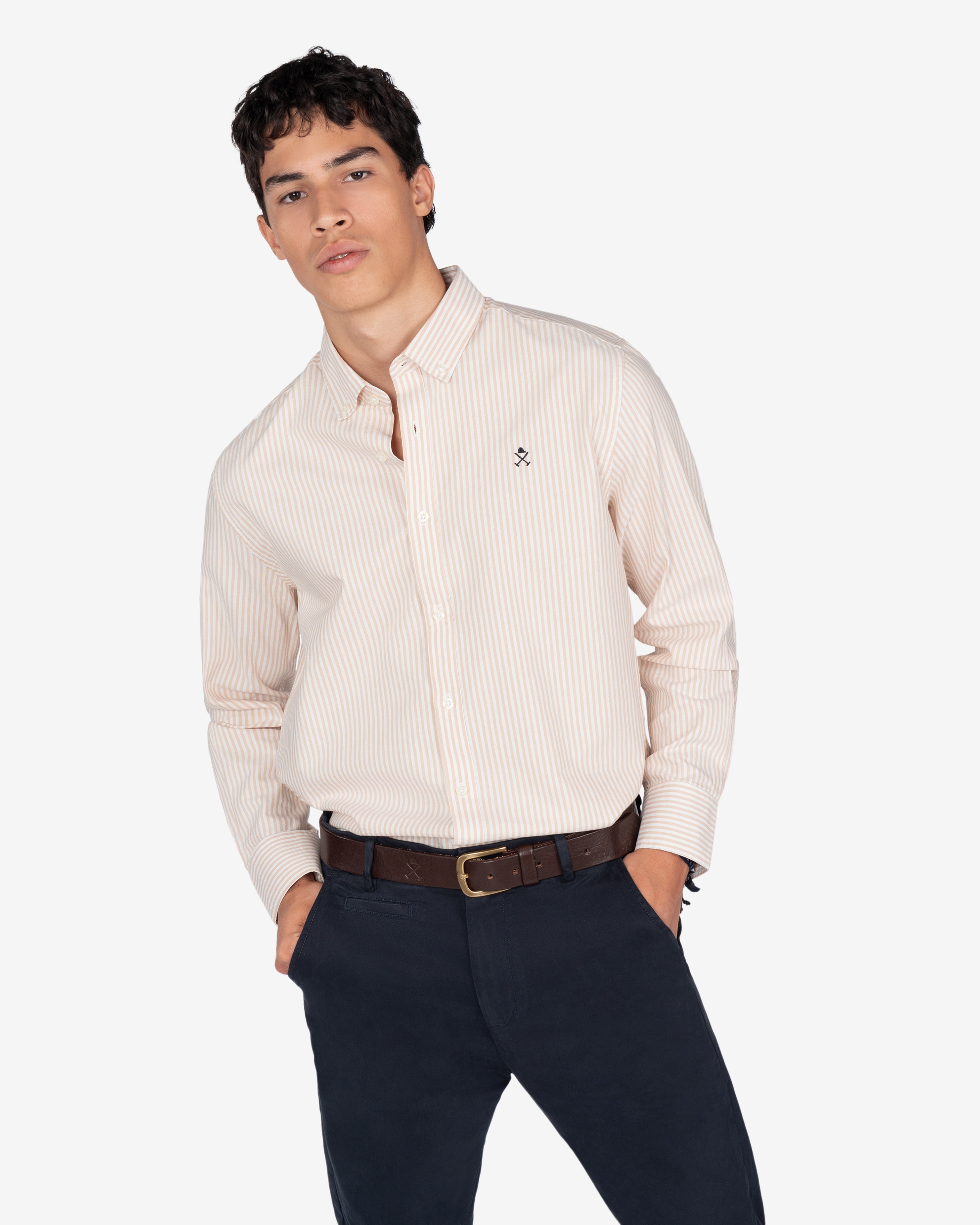 Imagen 1 de Camisa oxford de hombre de rayas - Harper & Neyer - Crudo Crudo