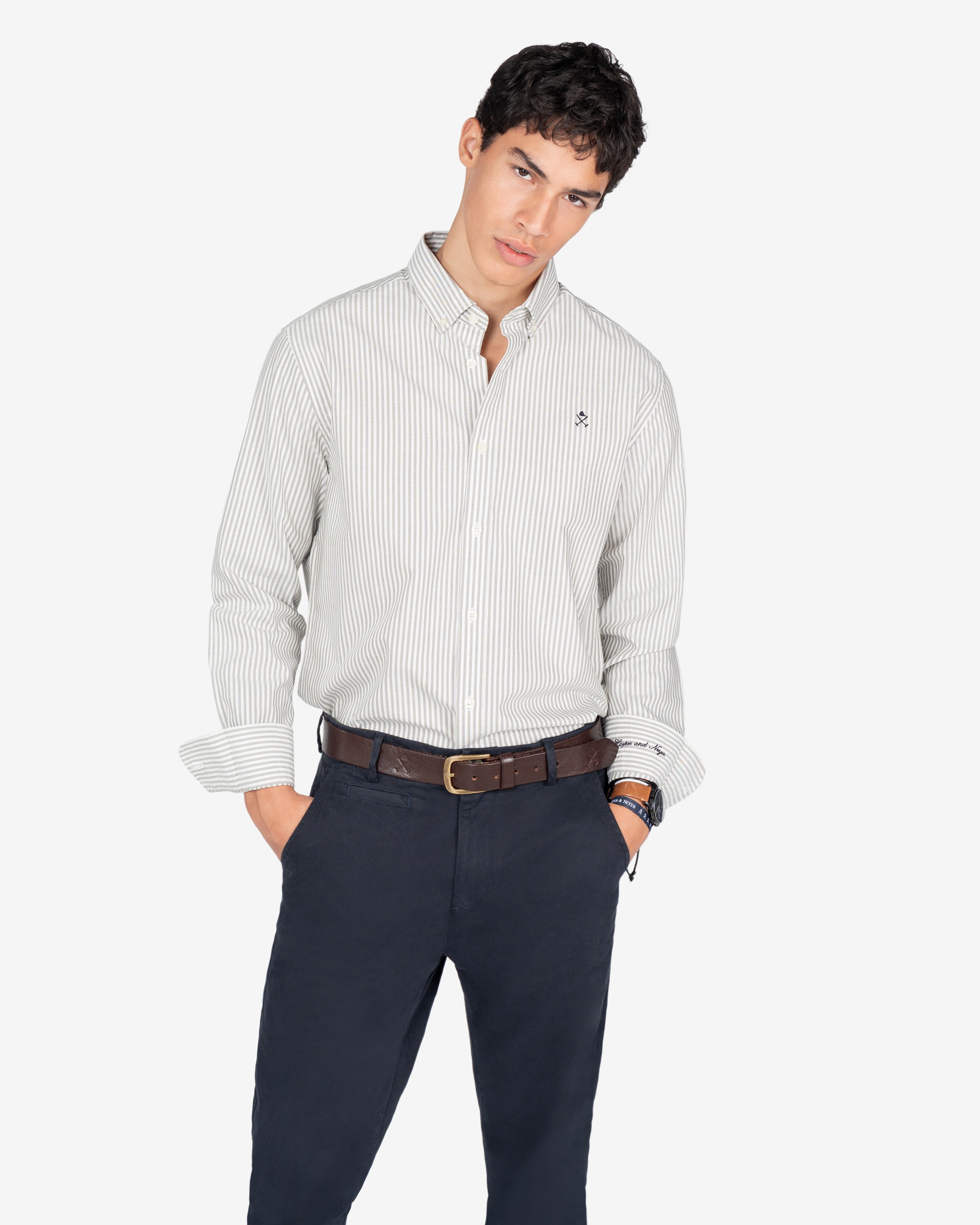 Imagen 1 de Camisa oxford de hombre de rayas - Harper & Neyer - Verde Verde