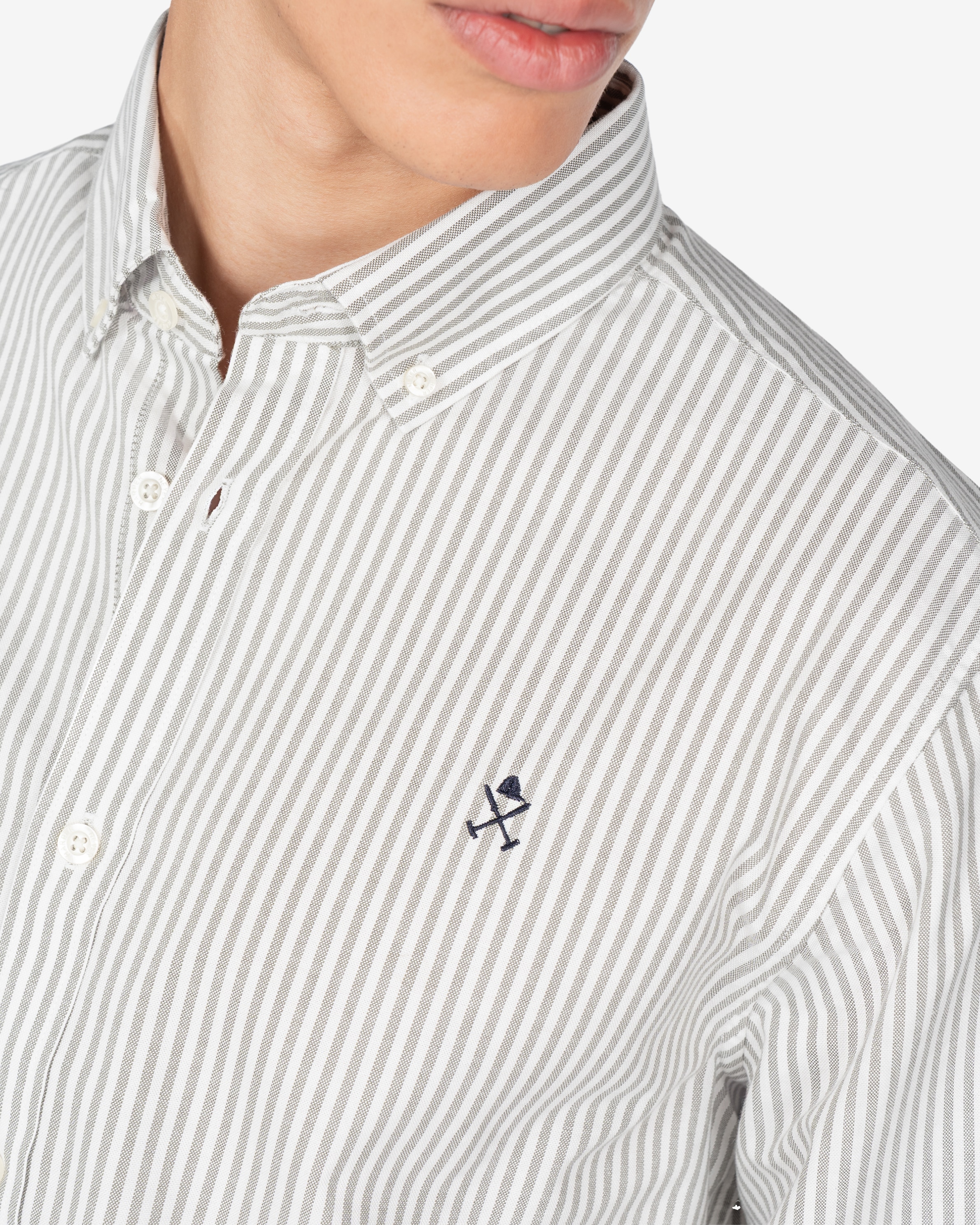 Imagen 4 de Camisa oxford de hombre de rayas - Harper & Neyer - Verde Verde