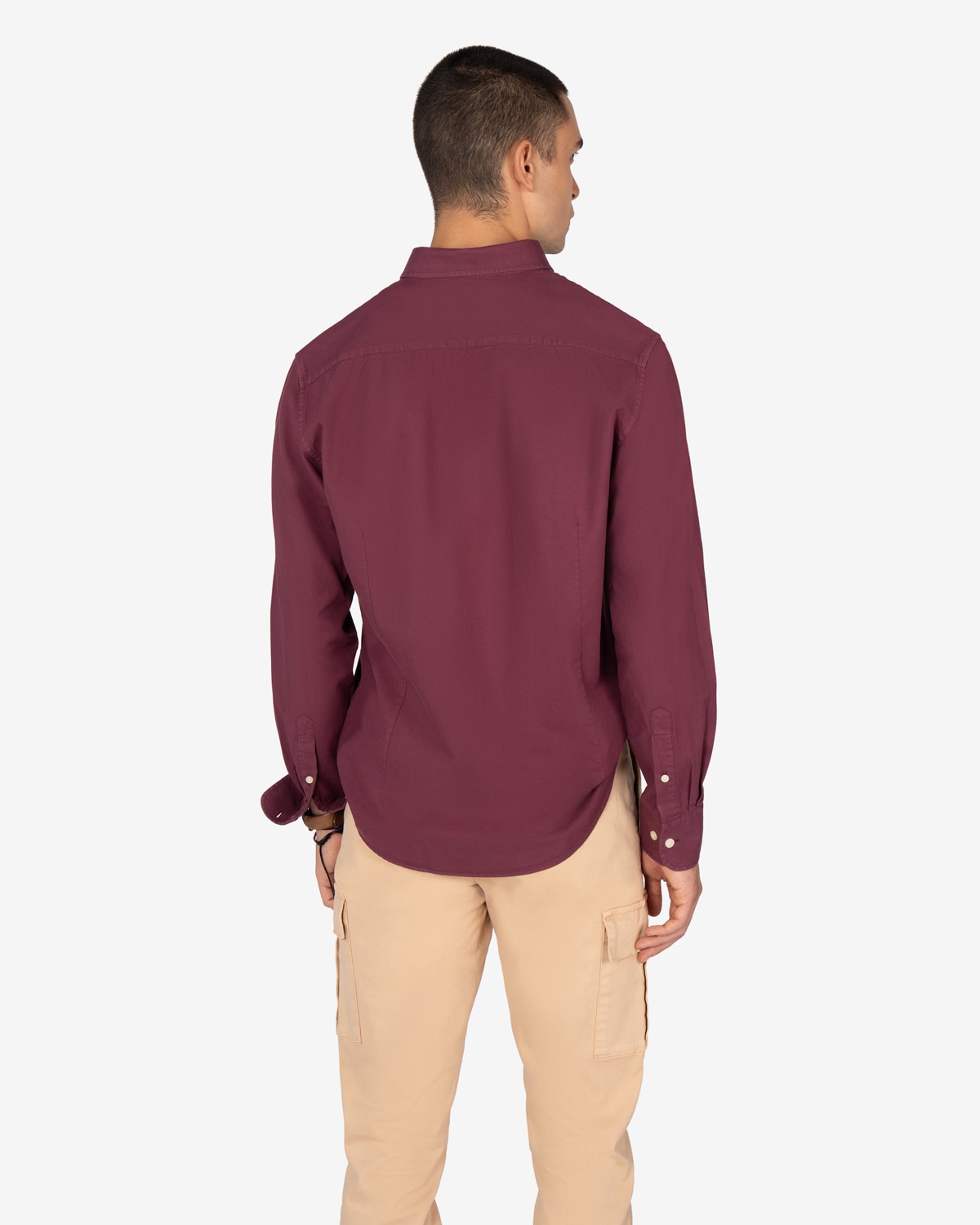 Camisa de hombre manga larga lisa algodón - Harper & Neyer - Burdeos Burdeos-2