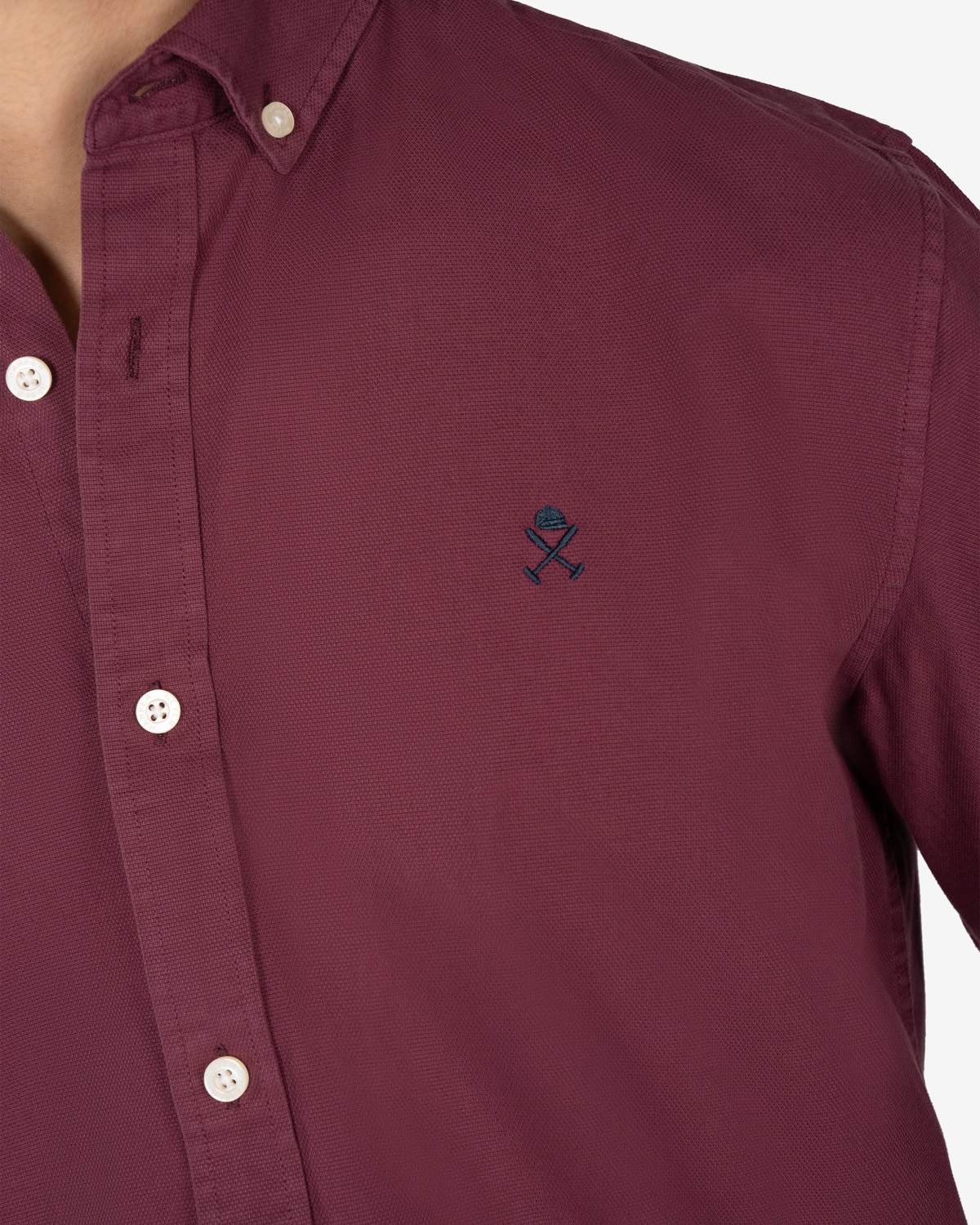 Camisa de hombre manga larga lisa algodón - Harper & Neyer - Burdeos Burdeos-4
