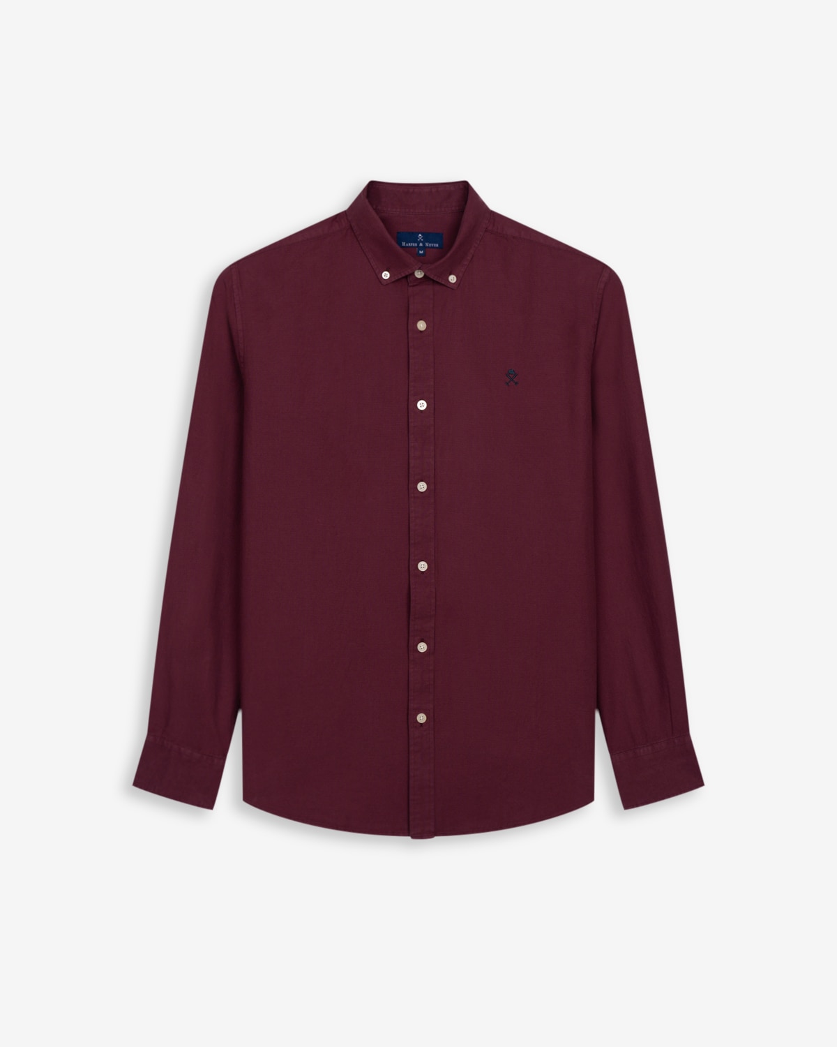 Camisa de hombre manga larga lisa algodón - Harper & Neyer - Burdeos Burdeos-6