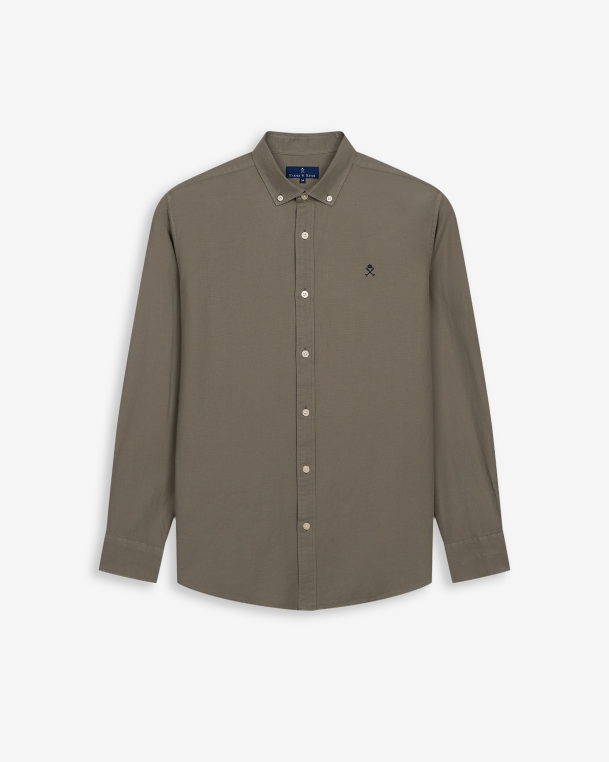 Camisa de hombre manga larga lisa algodón - Harper & Neyer - Verde Verde-6
