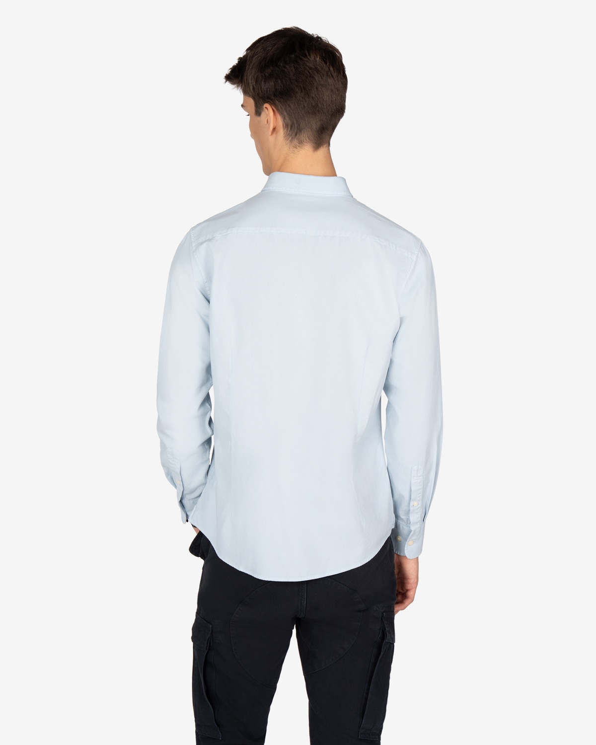 Camisa de hombre manga larga lisa algodón - Harper & Neyer - Azul claro Azul claro-2