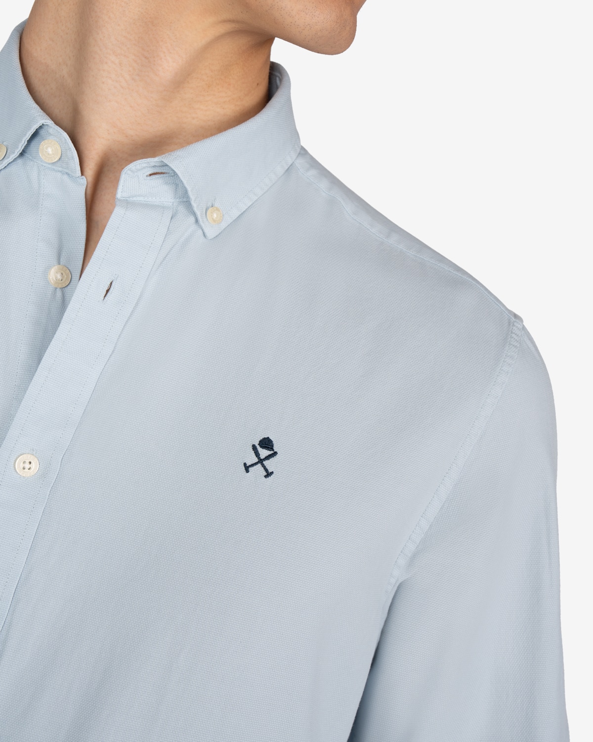 Camisa de hombre manga larga lisa algodón - Harper & Neyer - Azul claro Azul claro-4