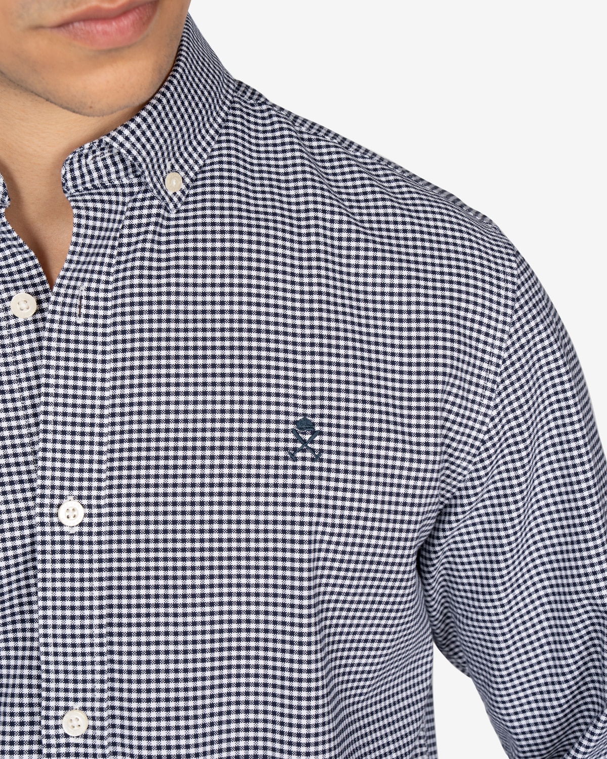 Imagen 4 de Camisa de hombre de cuadros vichy manga larga - Harper & Neyer - Azul marino Azul marino