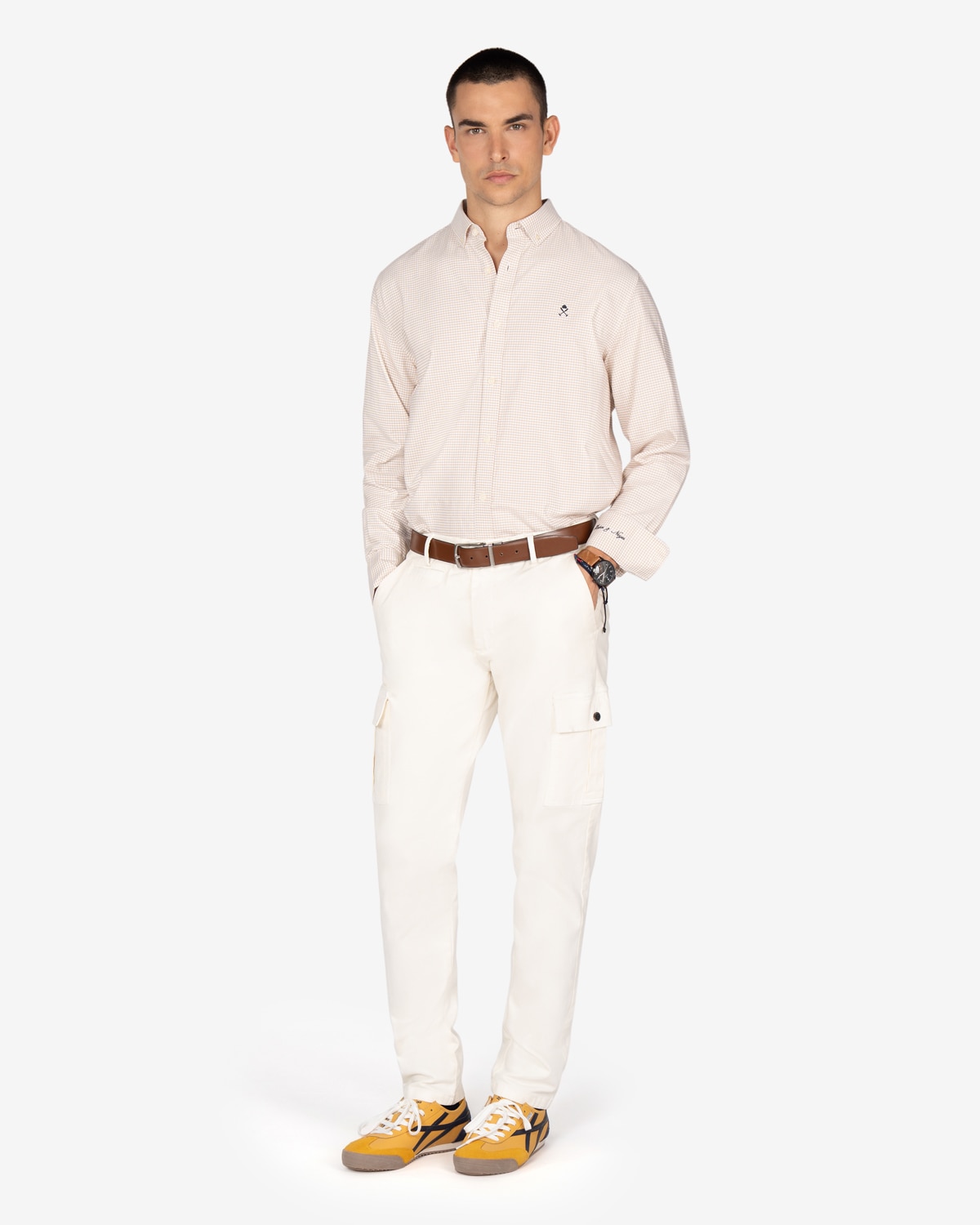 Imagen 3 de Camisa de hombre de cuadros vichy manga larga - Harper & Neyer - Crudo Crudo
