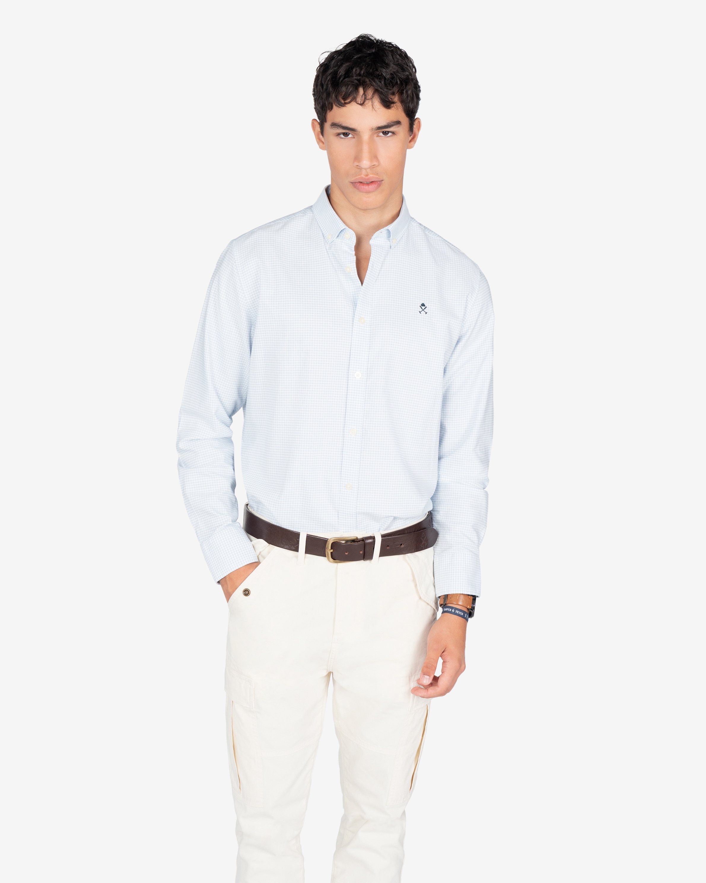 Imagen 1 de Camisa de hombre de cuadros vichy manga larga - Harper & Neyer - Azul claro Azul claro