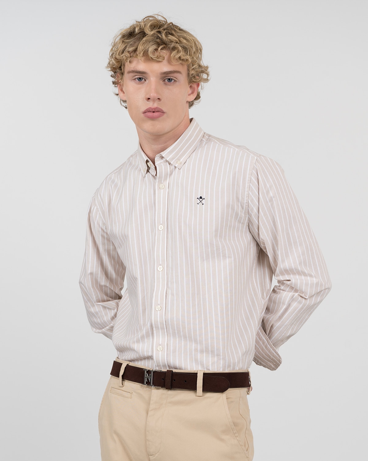 Camisa shoreline elite de algodón a rayas anchas - Harper & Neyer - Crudo Crudo-1