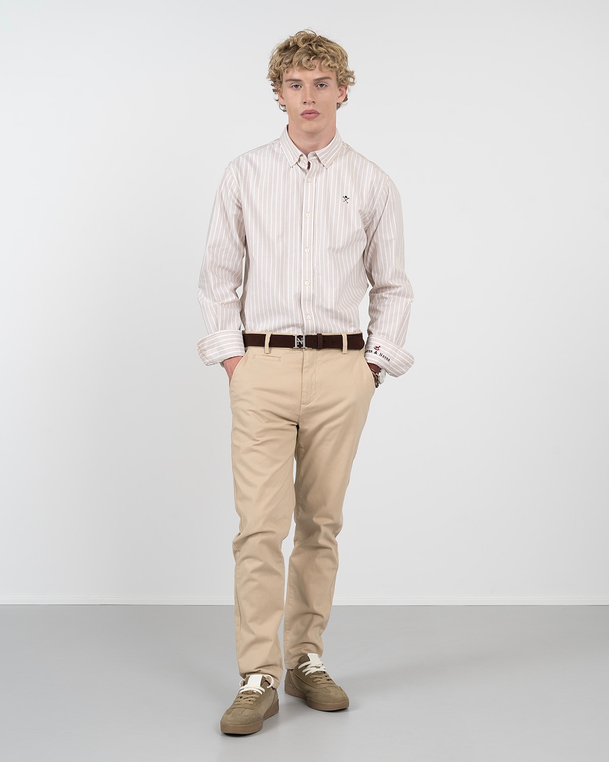 Camisa shoreline elite de algodón a rayas anchas - Harper & Neyer - Crudo Crudo-3